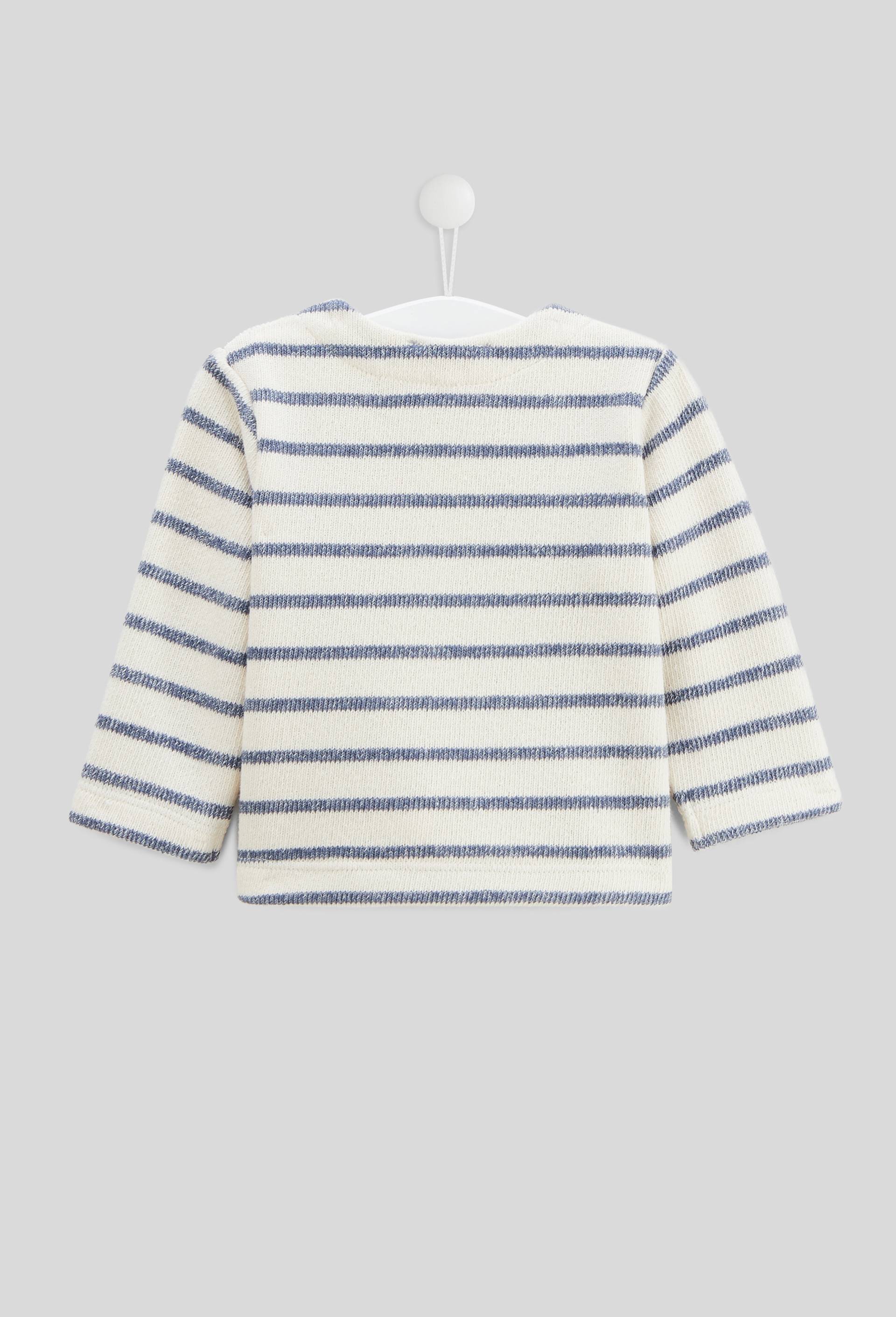 Cardigan manches longues ray&eacute;, Bleu fonc&eacute;, large image number 1