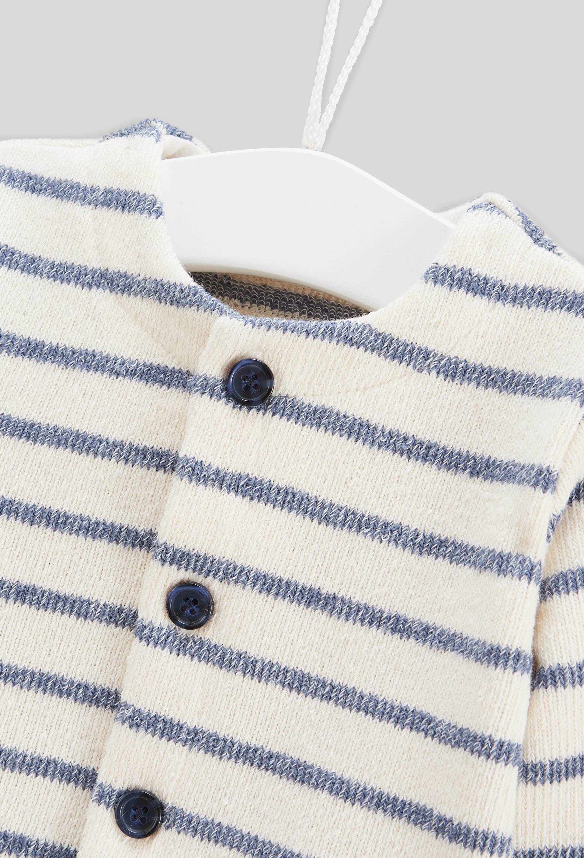 Cardigan manches longues ray&eacute;, Bleu fonc&eacute;, large image number 2