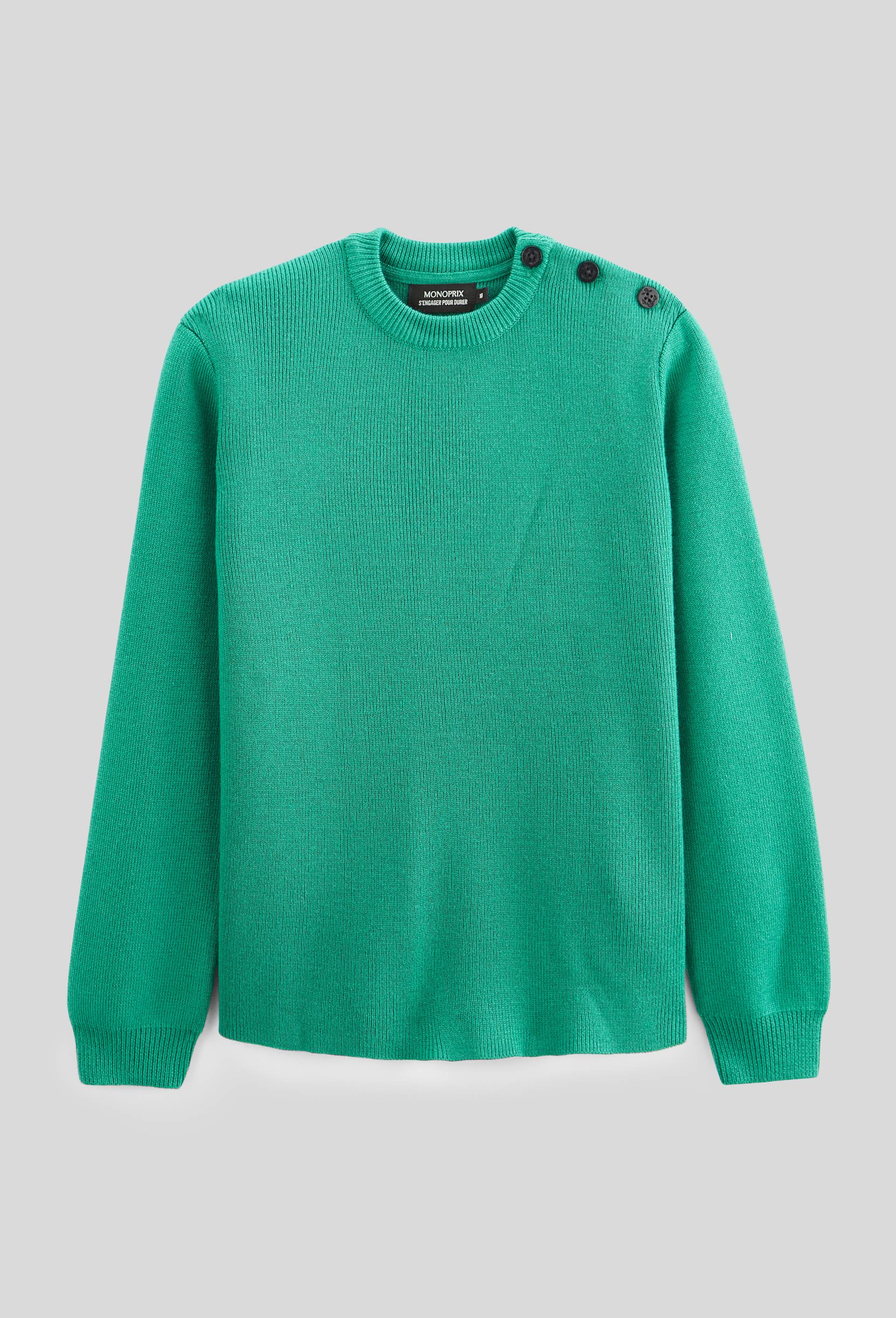Pull uni contenant de la laine, Vert fonc&eacute;, large image number 0.0
