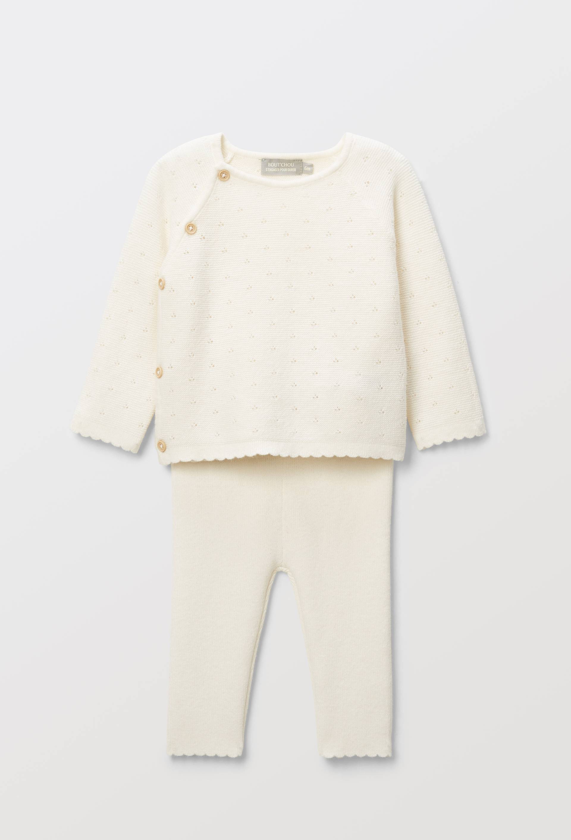 Ensemble tricot en pointelle coeur, Beige clair, large image number 0.0