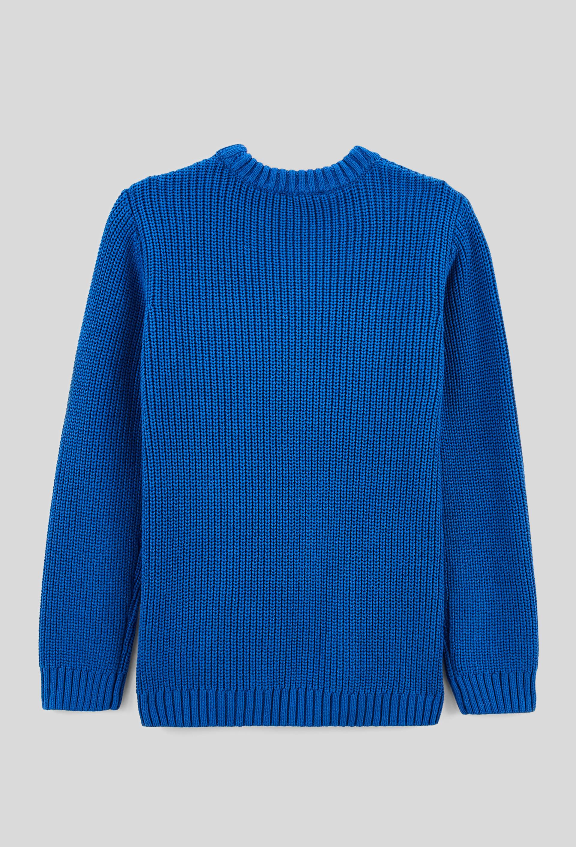 Pull maille avec patch en coton, Bleu, large image number 1