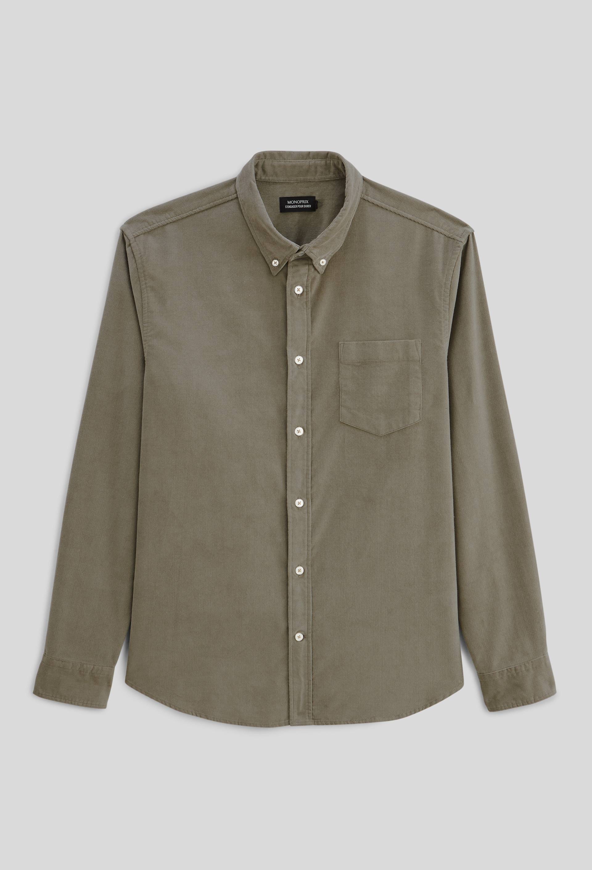 Chemise manches longues velours en coton BIO GOTS, Vert clair, large image number 3