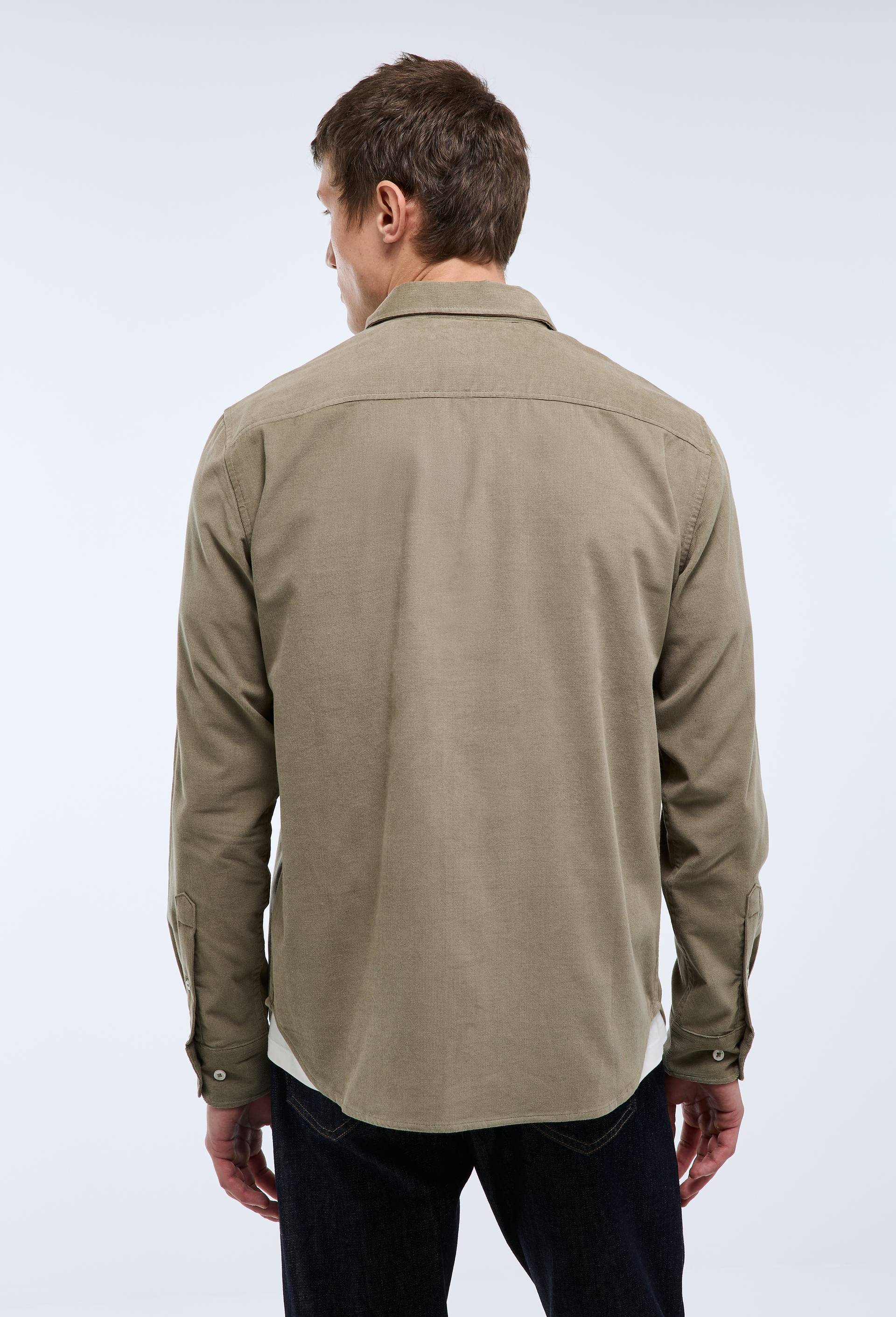 Chemise manches longues velours en coton BIO GOTS, Vert clair, large image number 4.0