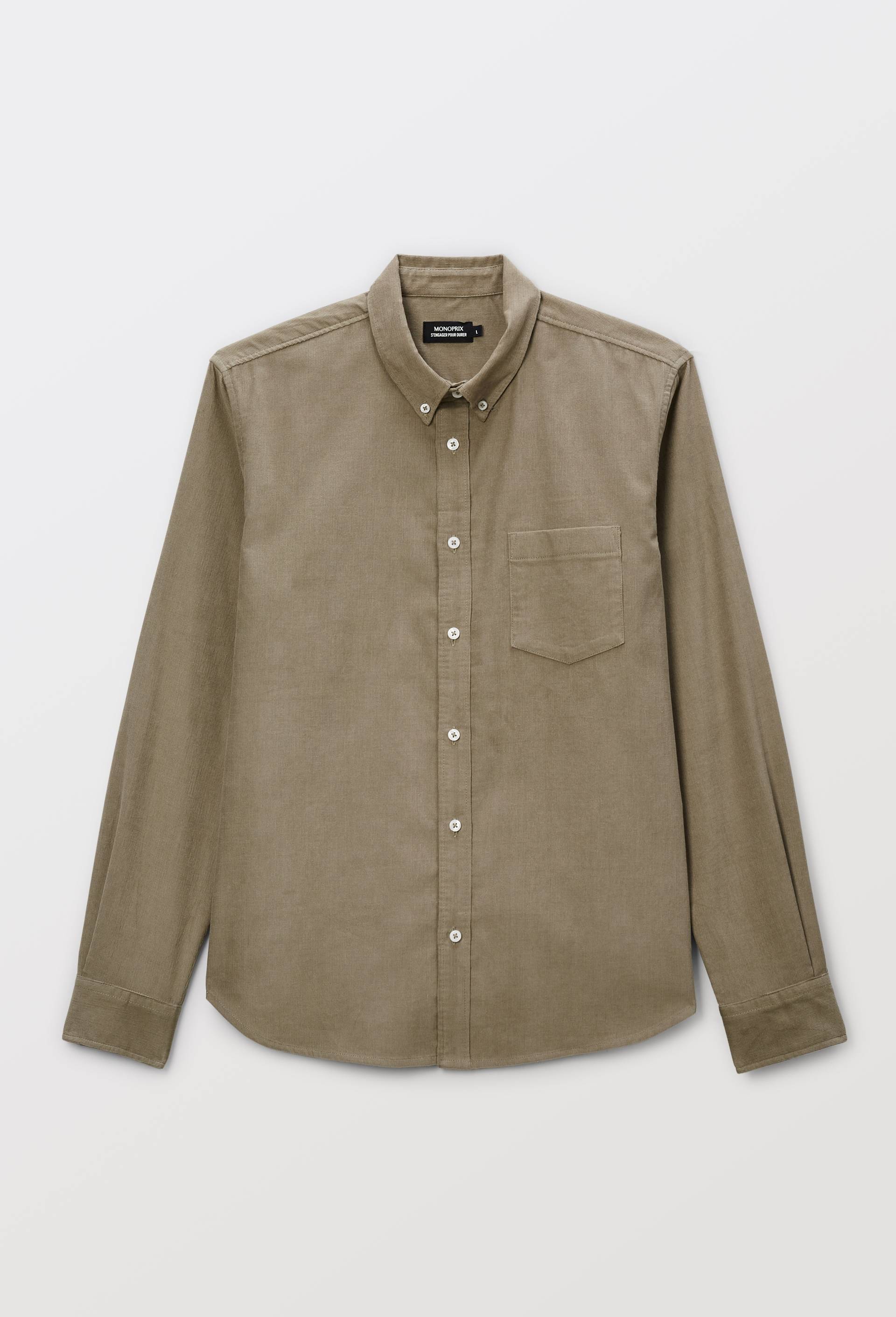 Chemise manches longues velours en coton BIO GOTS, Vert clair, large image number 5.0