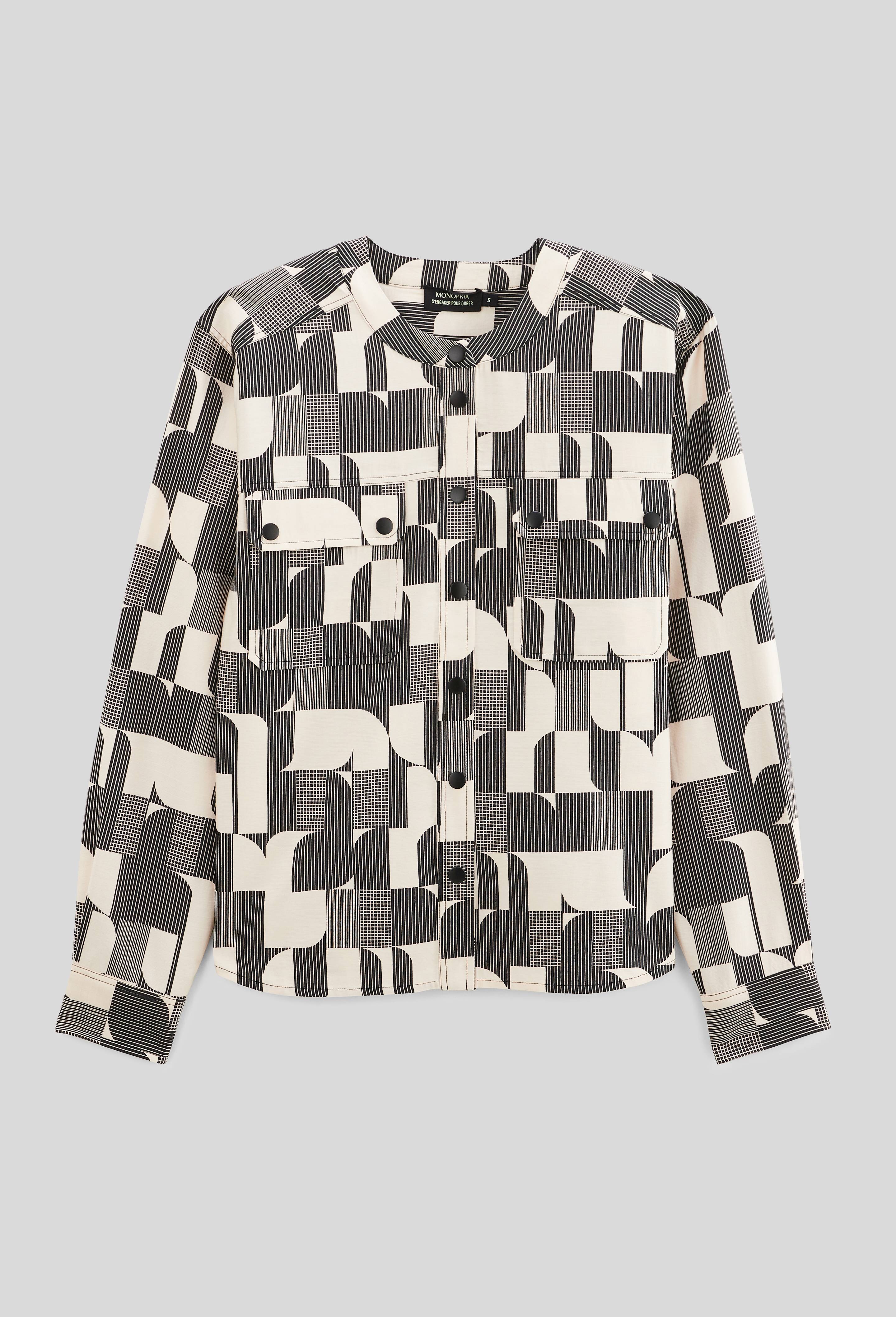 Blouse manches longues imprim&eacute;e, Noir, large image number 2
