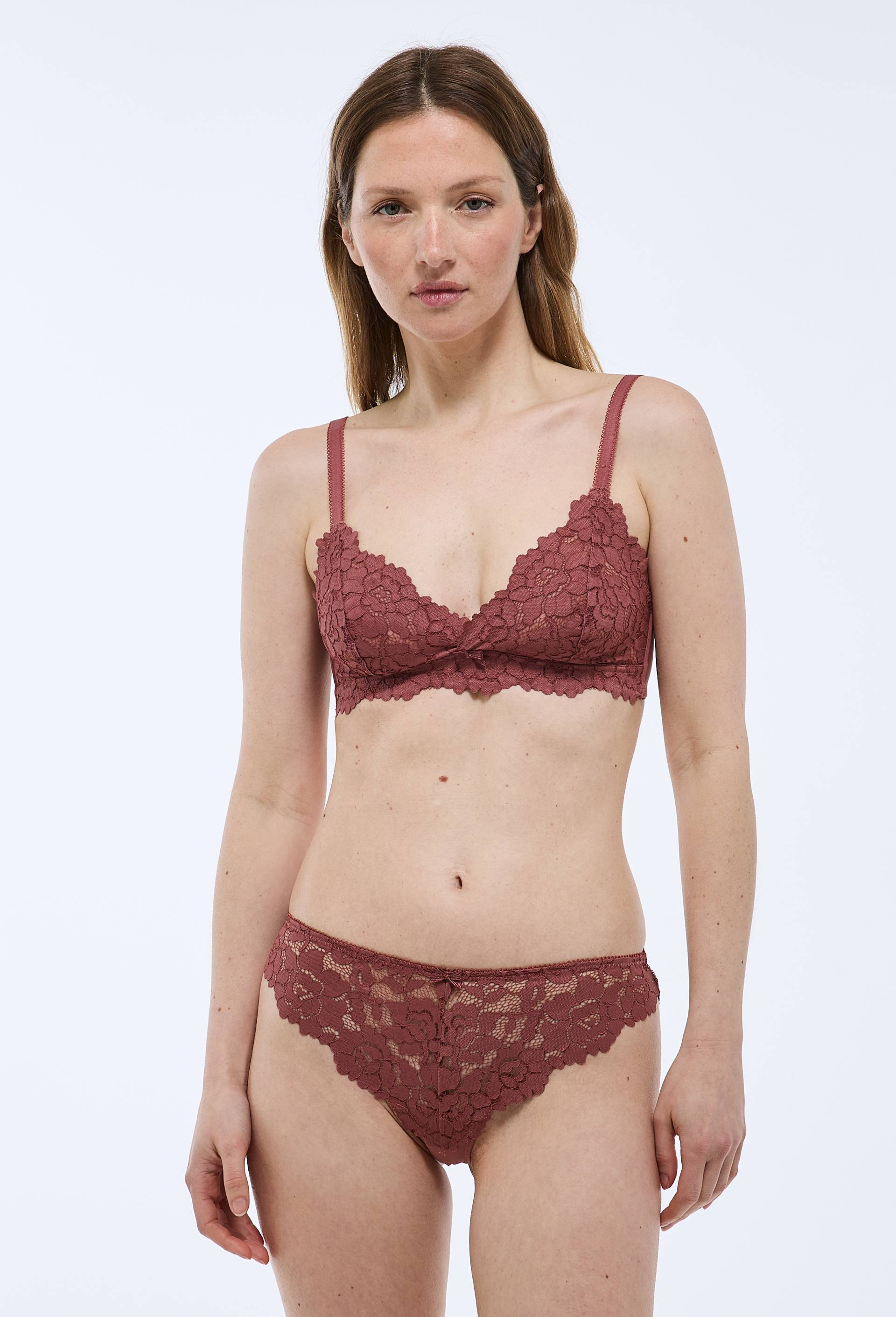 Soutien-gorge triangle CAMILLE en dentelle, Rose fonc&eacute;, large image number 0