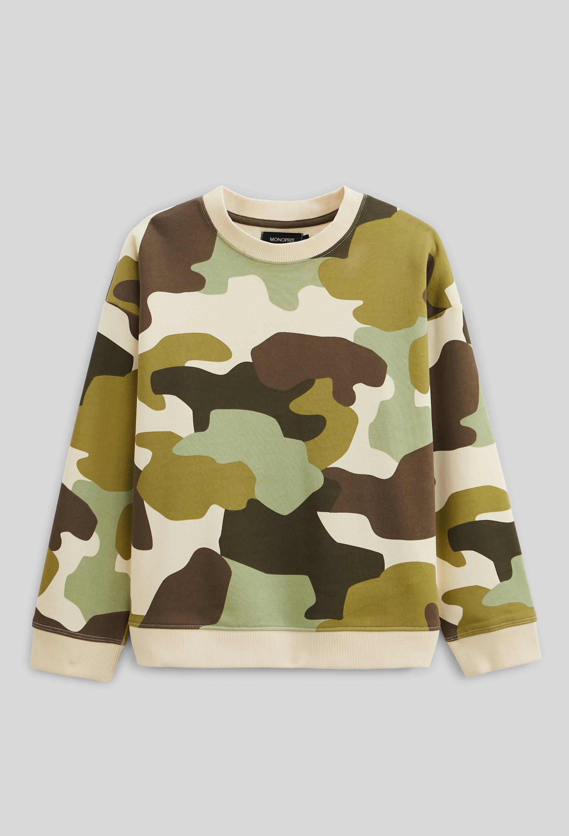 Sweat imprim&eacute; en coton BIO GOTS, Beige clair, large image number 1.0