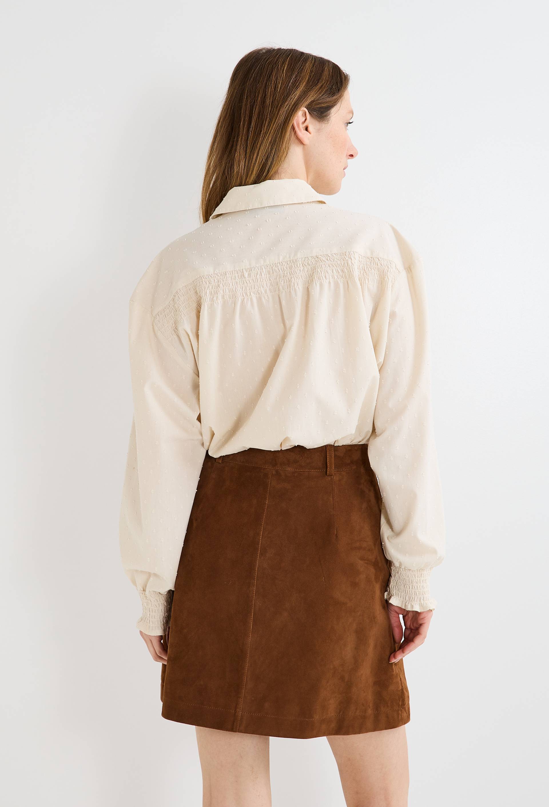 Blouse manches longues unie en coton BIO GOTS, Ecru, large image number 1.0