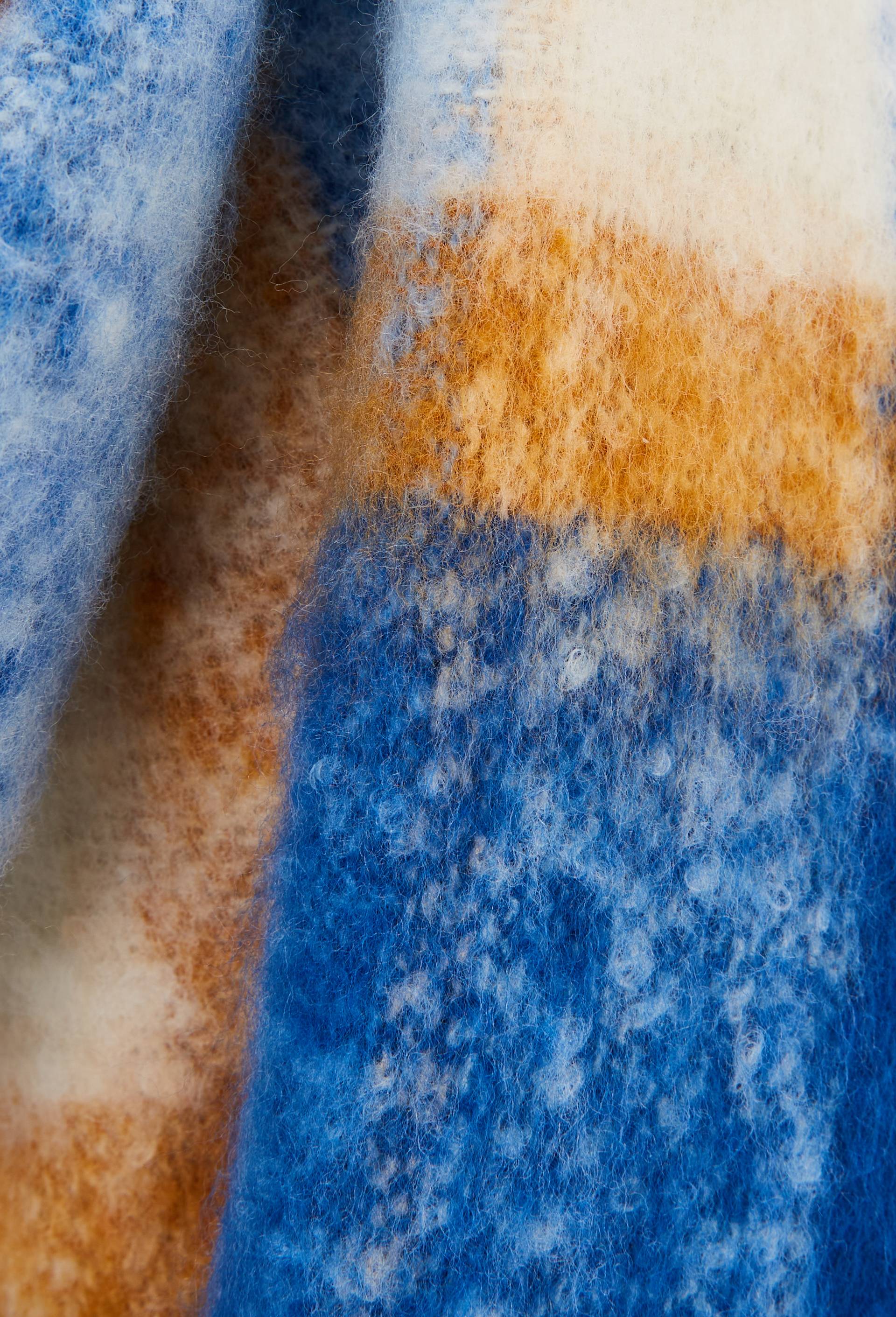Echarpe chaude &agrave; carreaux, mati&egrave;re recycl&eacute;e, Bleu, large image number 2.0