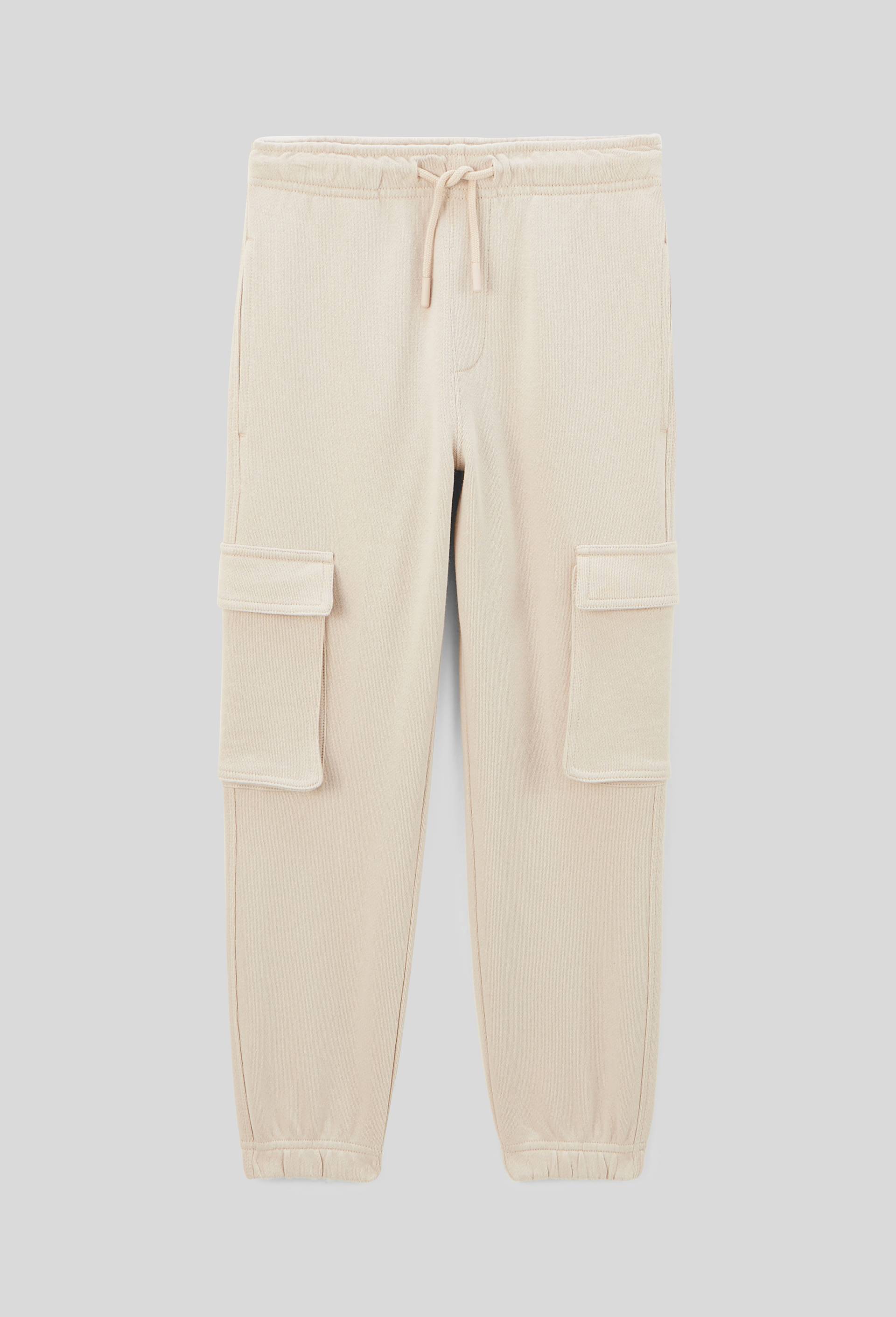Jogging cargo en molleton uni en coton BIO GOTS, Beige, swatch image