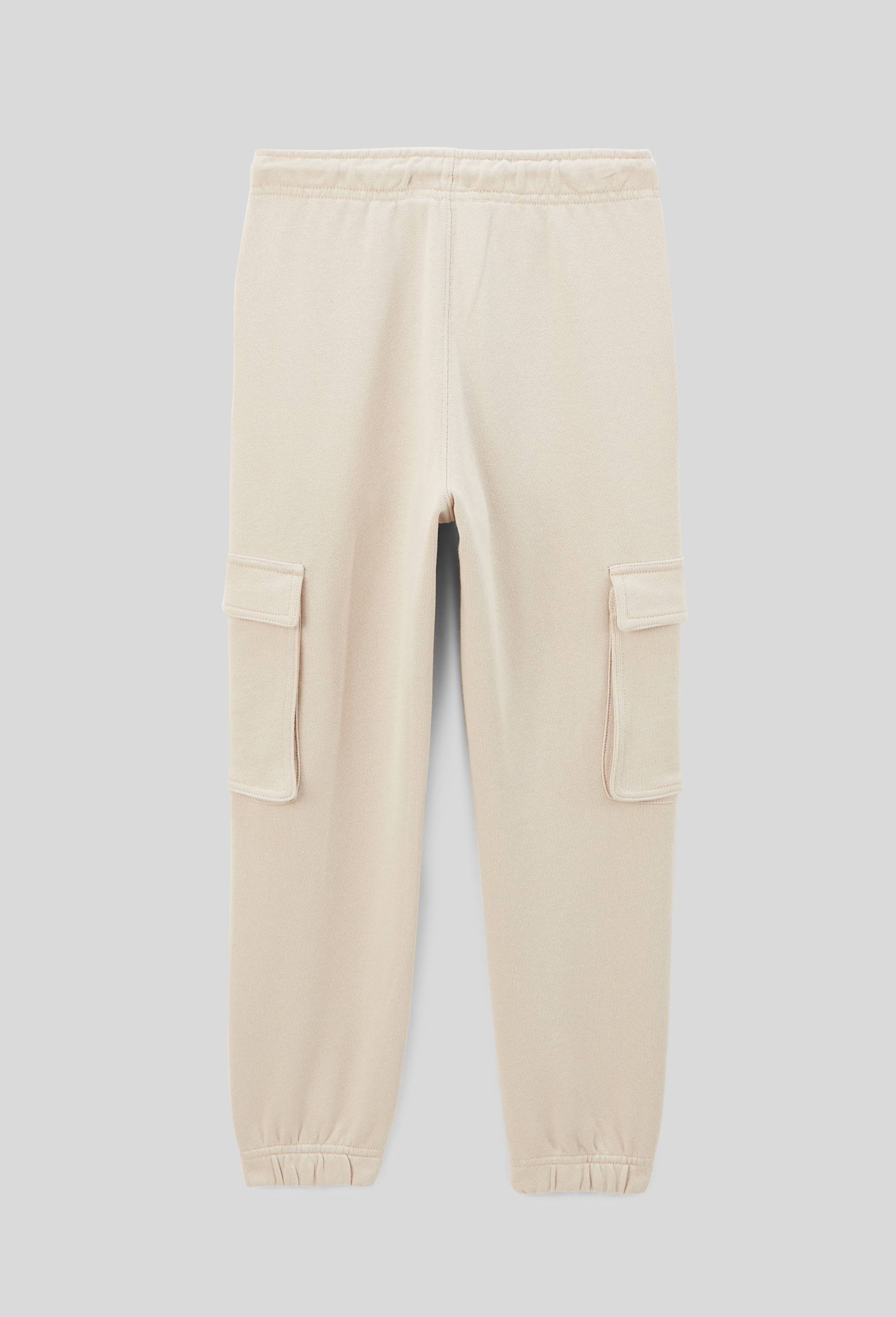 Jogging cargo en molleton uni en coton BIO GOTS, Beige, large image number 1.0