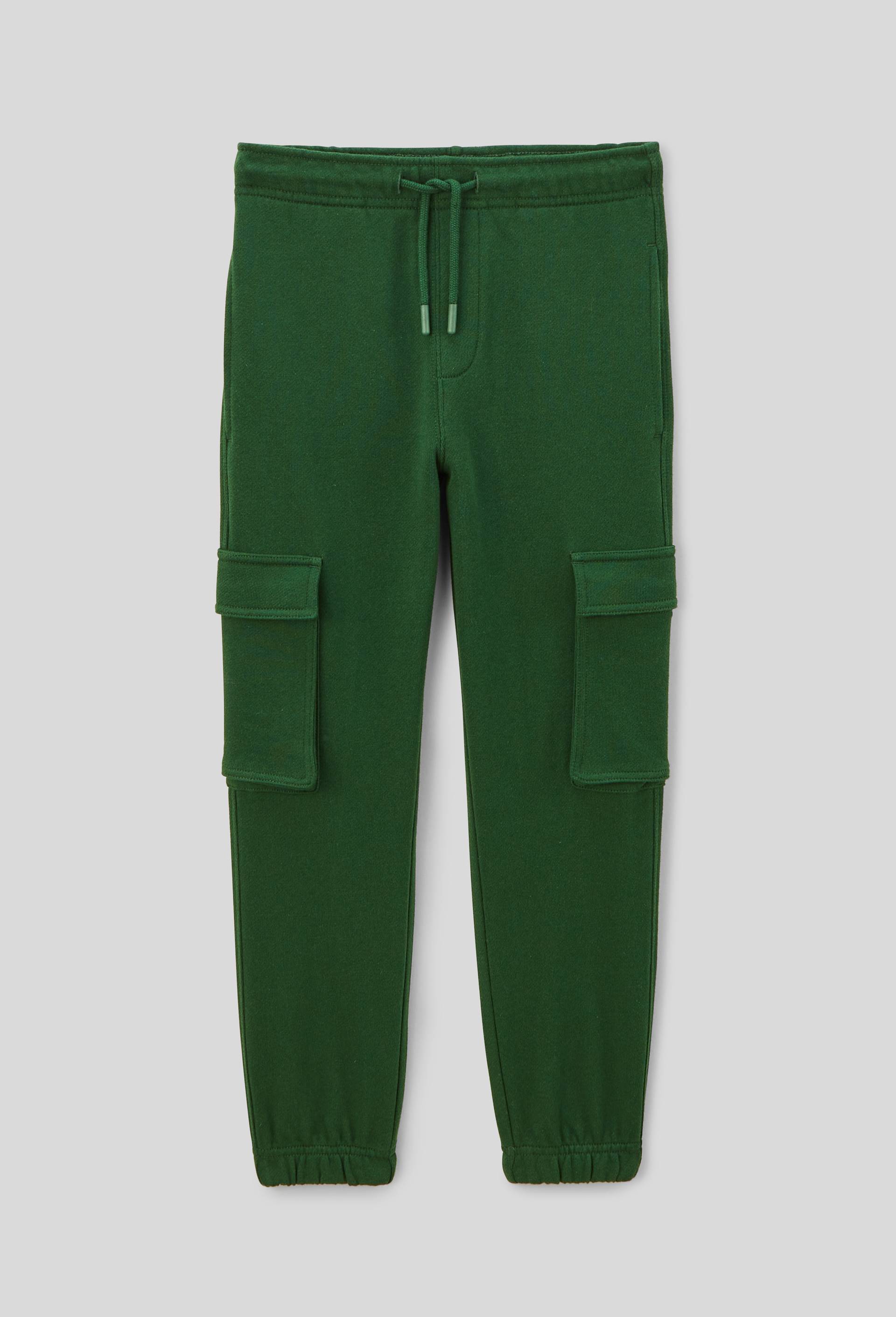 Jogging cargo en molleton uni en coton BIO GOTS, Vert foncé, large image number 0