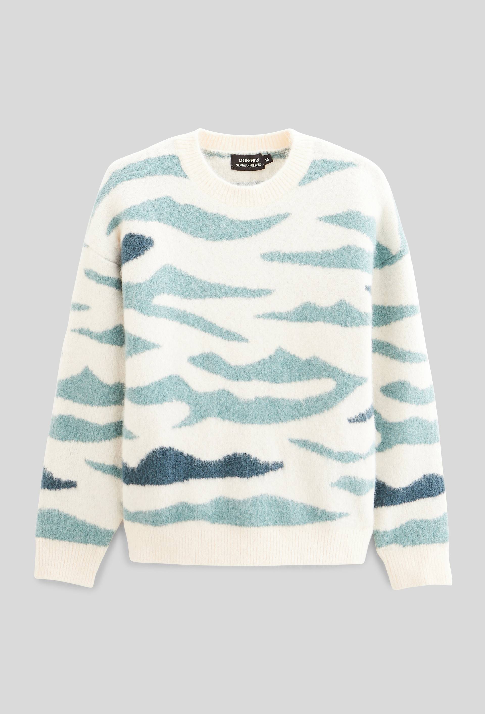 Pull jacquard, Bleu, large image number 0.0
