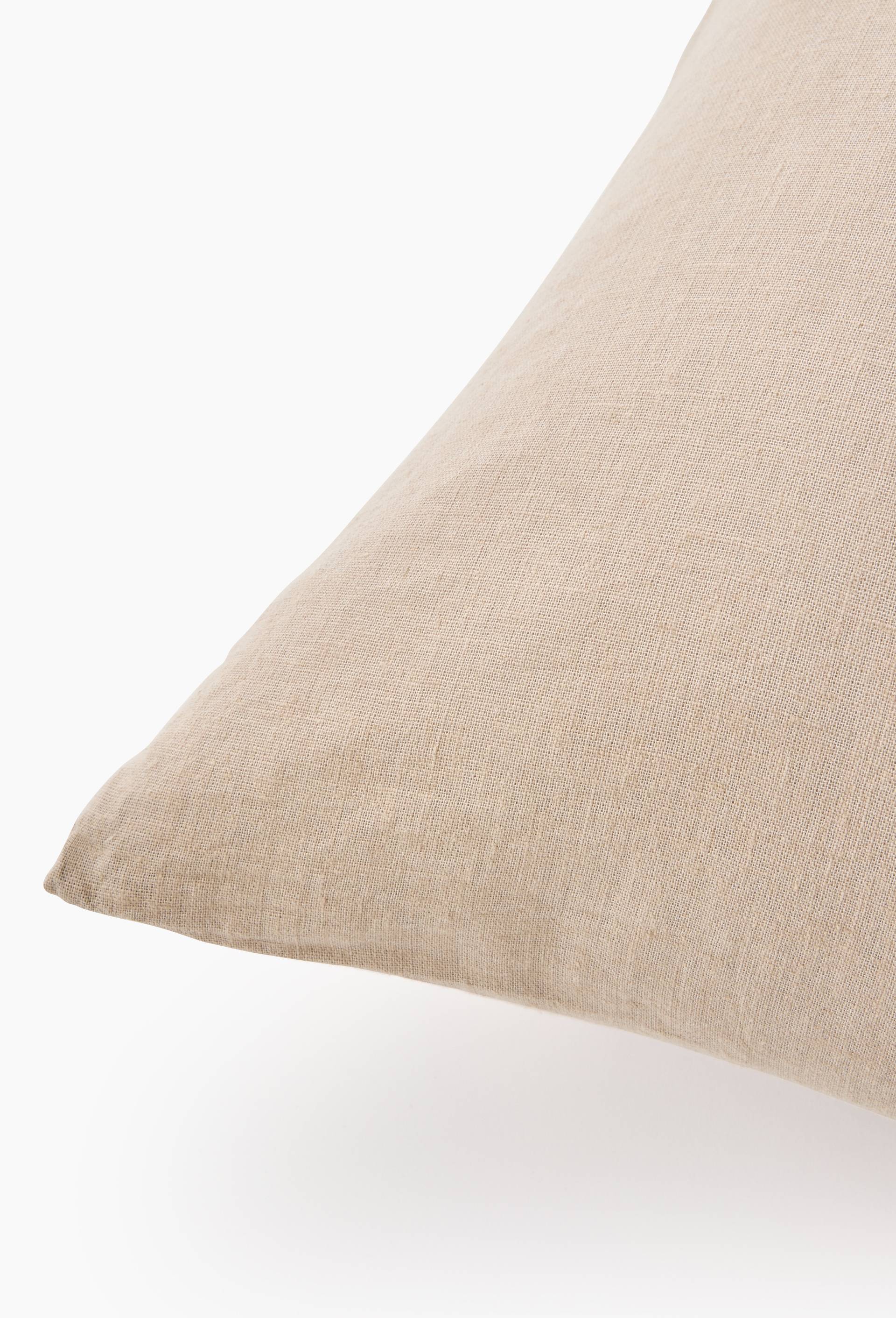 Taie d'oreiller carr&eacute;e unie, 63x63cm, 52% coton bio et 48% lin, Beige clair, large image number 1.0