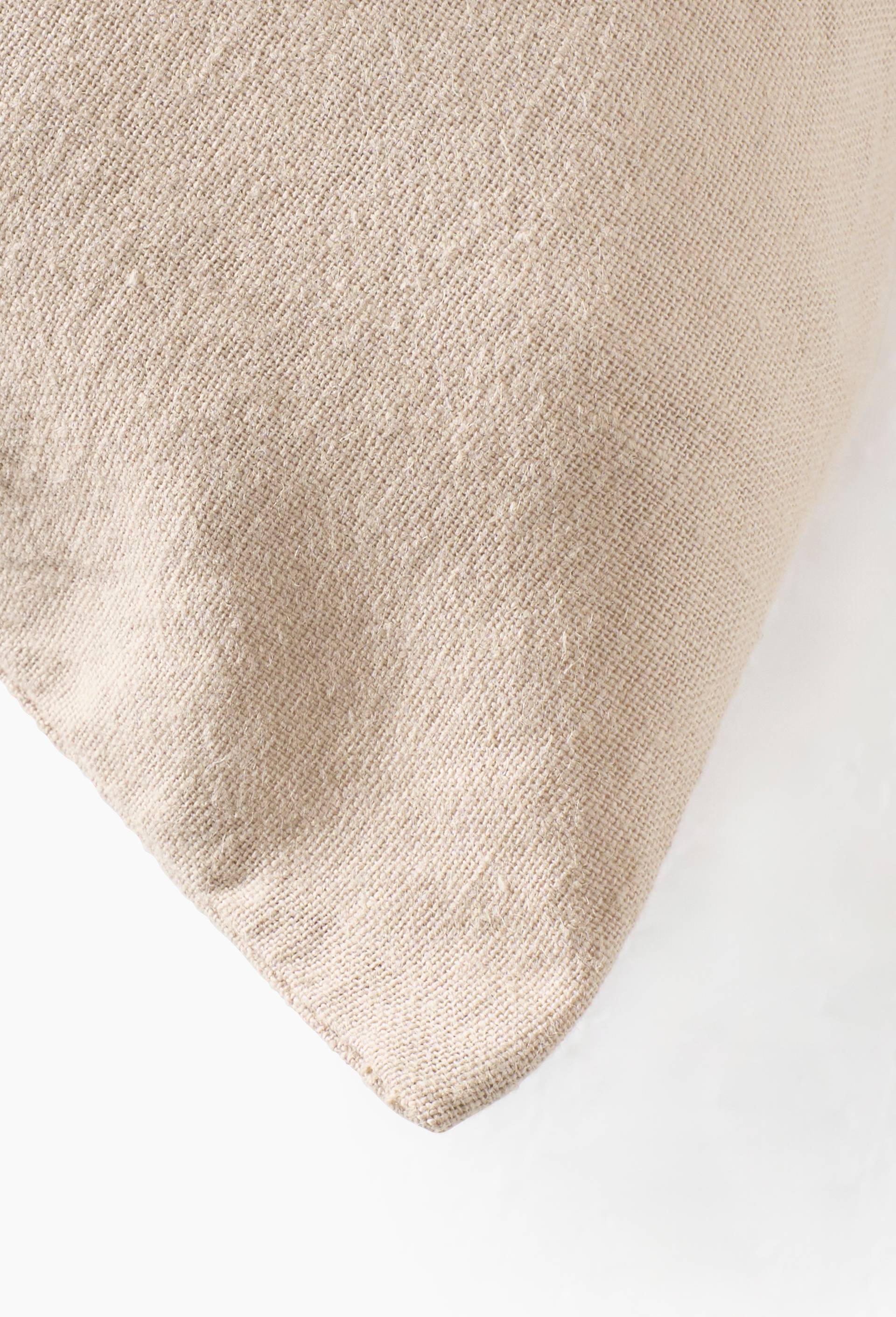 Taie d'oreiller carr&eacute;e unie, 63x63cm, 52% coton bio et 48% lin, Beige clair, large image number 3.0