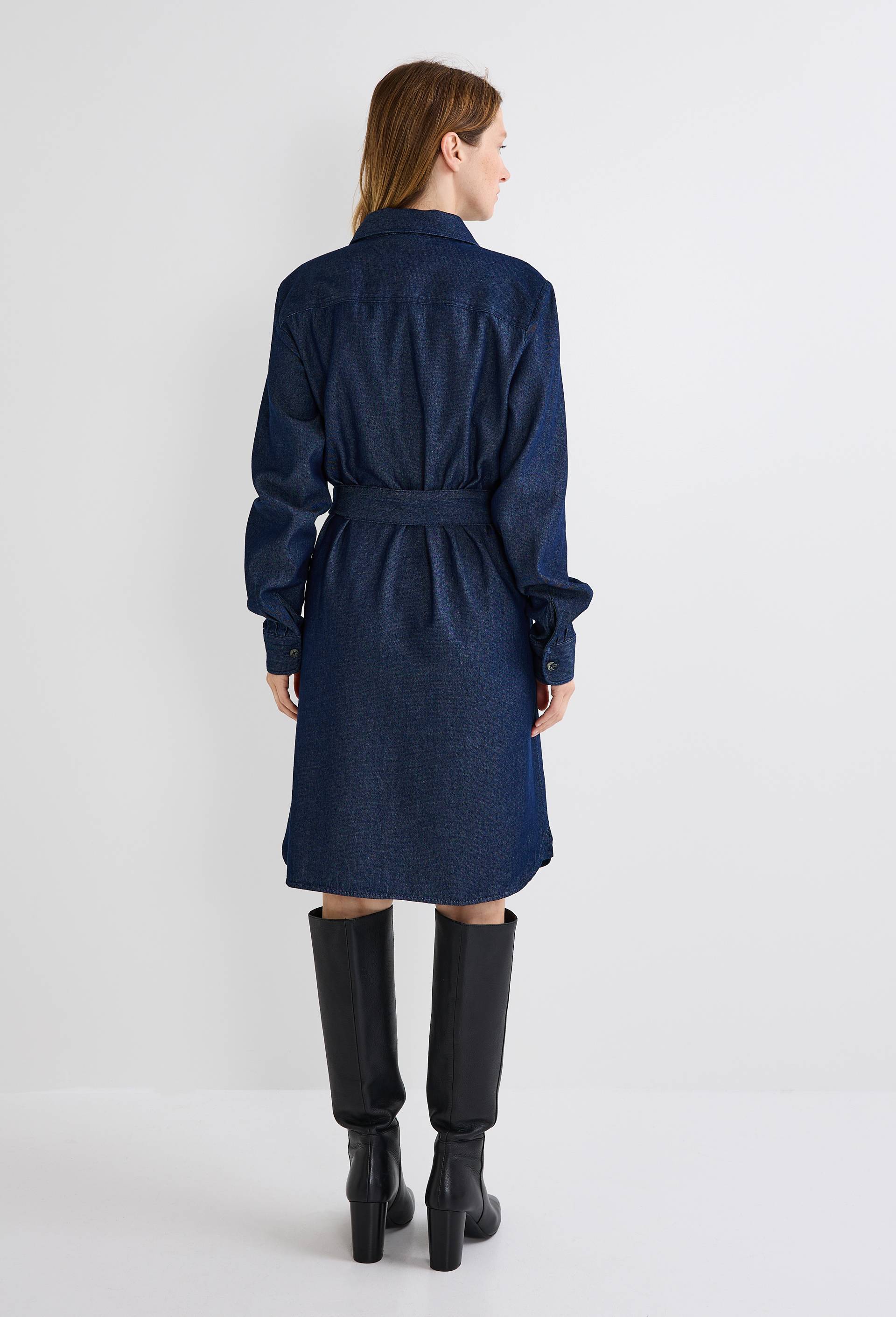 Robe courte denim en coton BIO GOTS, Bleu foncé, large image number 1.0