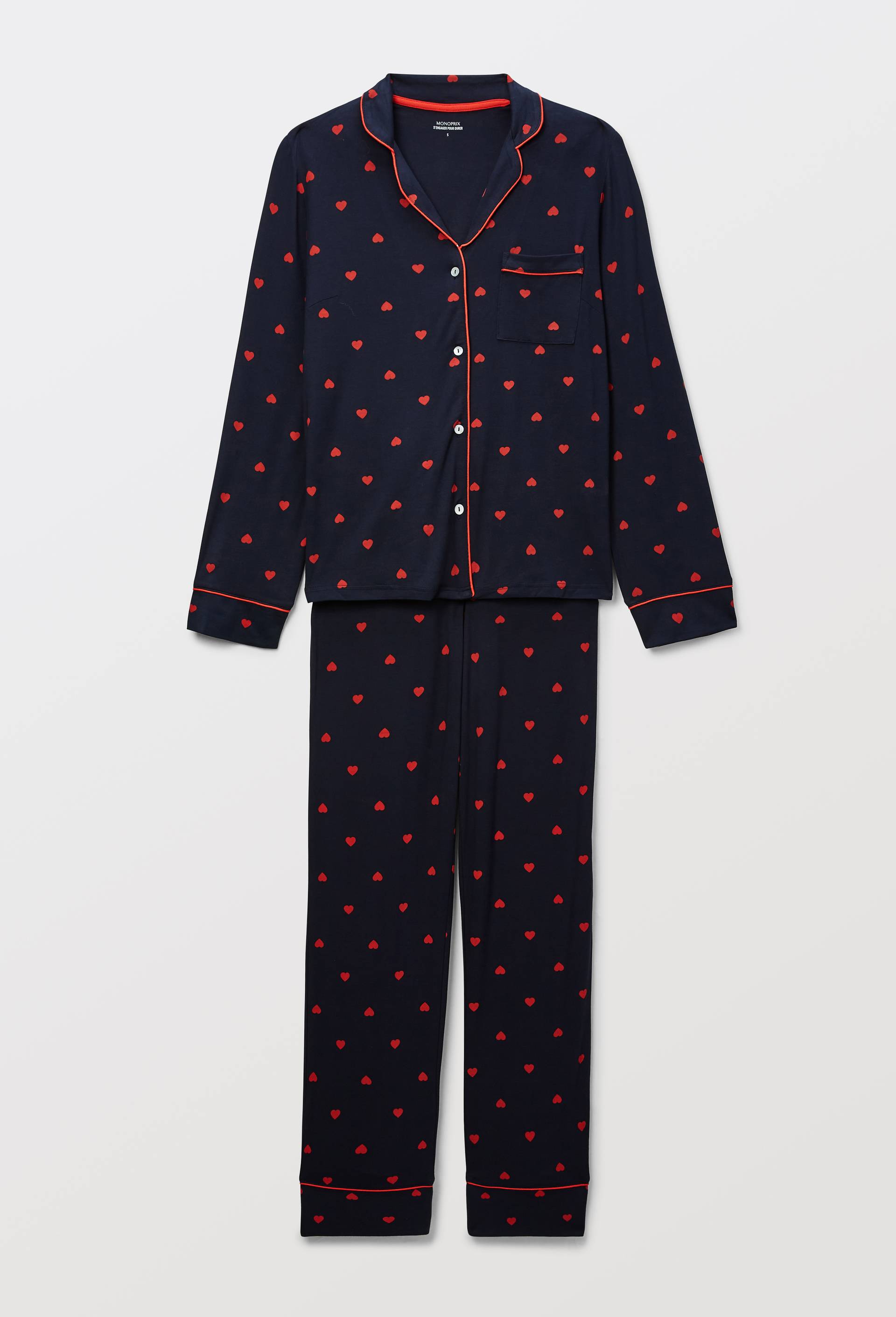 Pyjama fluide &agrave; coeur, Bleu fonc&eacute;, large image number 2