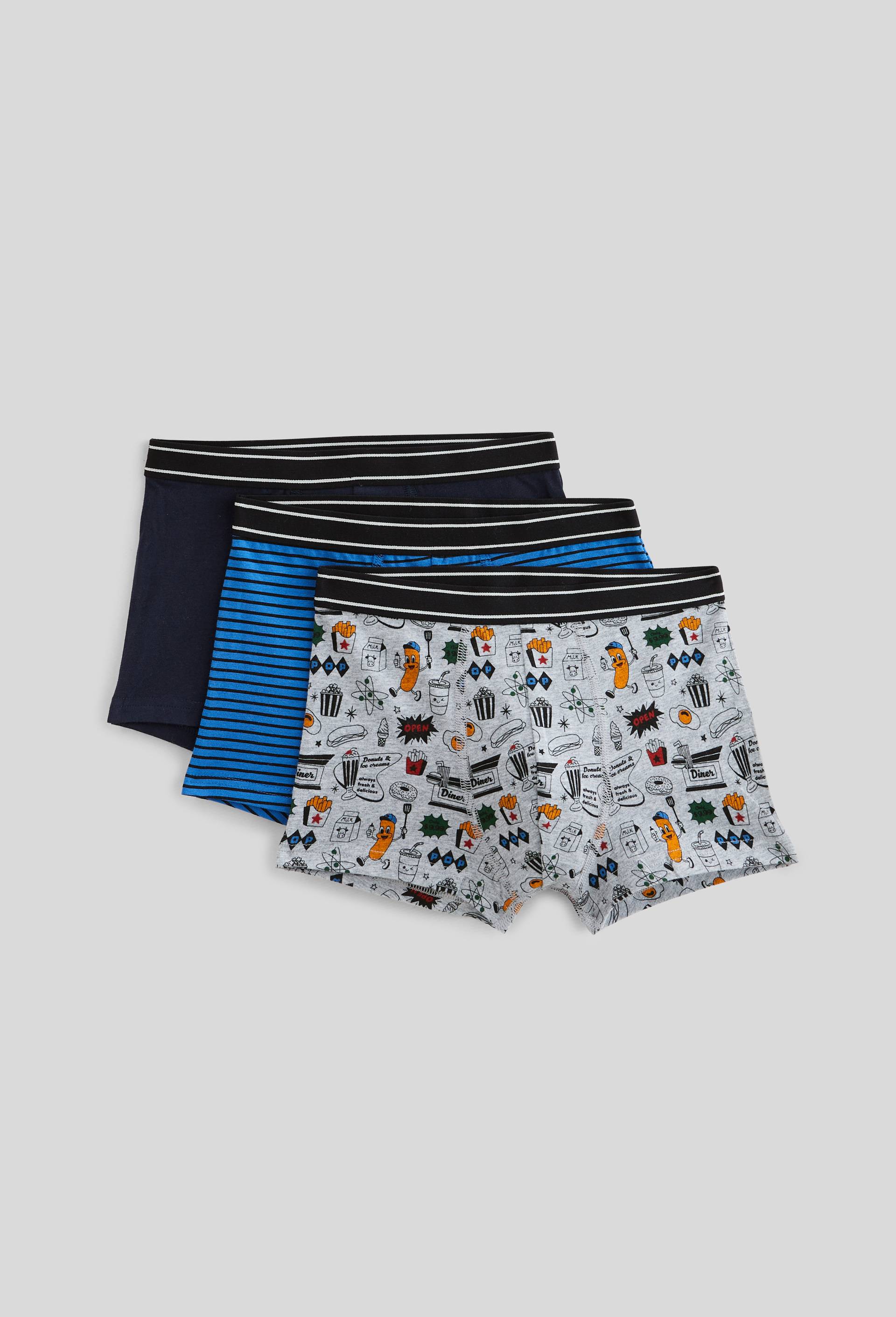 Lot de 3 boxers imprim&eacute;s en coton BIO GOTS, Ecru, large image number 0