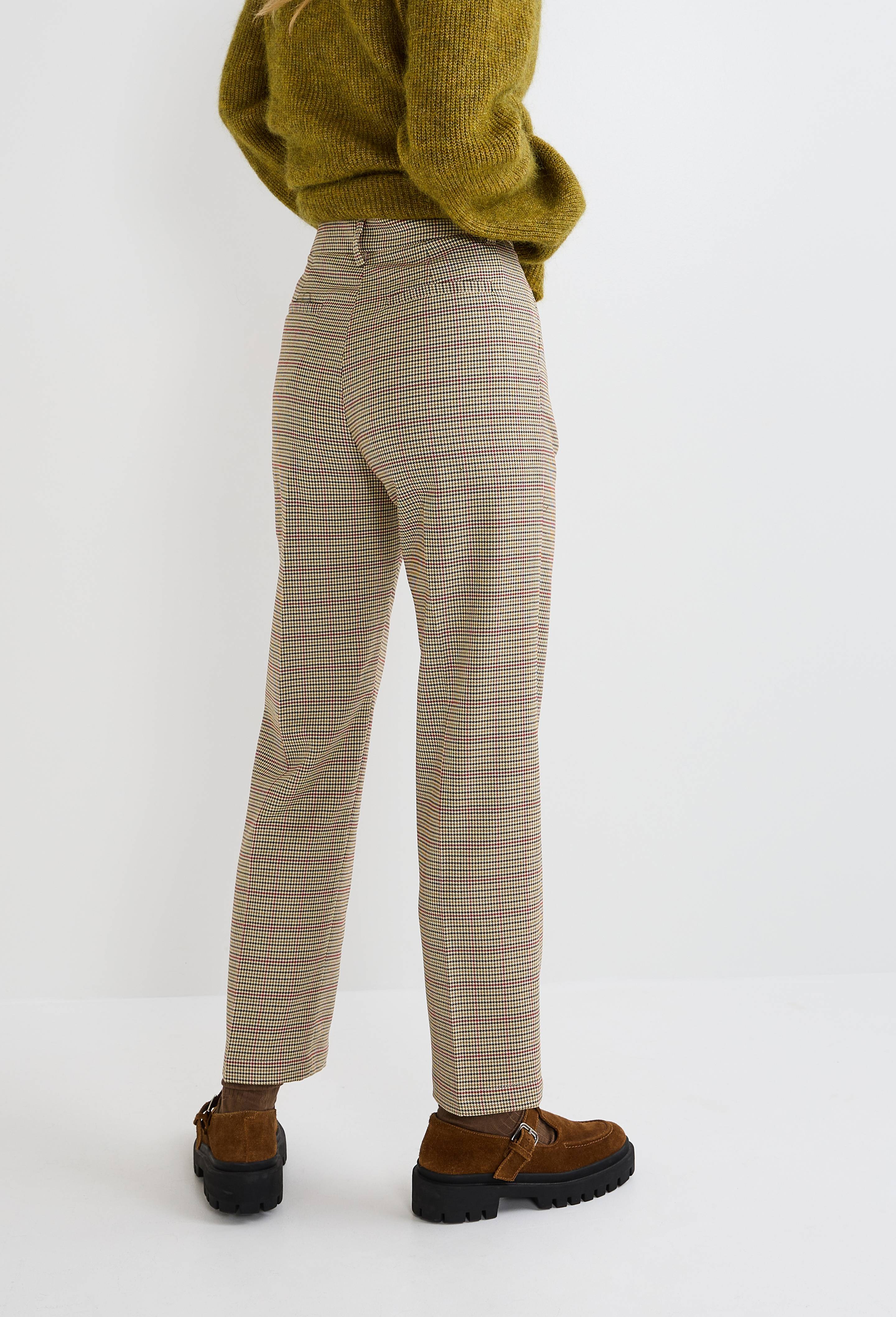 Pantalon droit plis cassé à carreaux VERT pour femme MONOPRIX