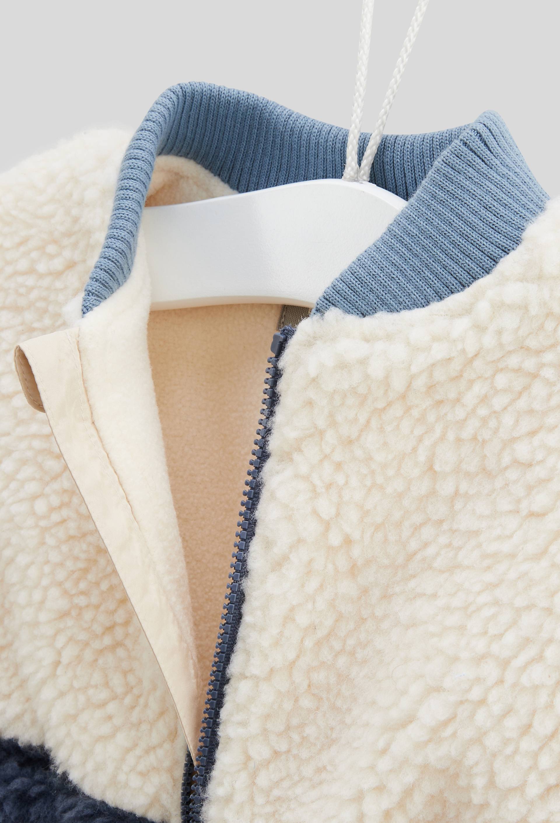 Veste col teddy bicolore en sherpa, Bleu fonc&eacute;, large image number 2.0
