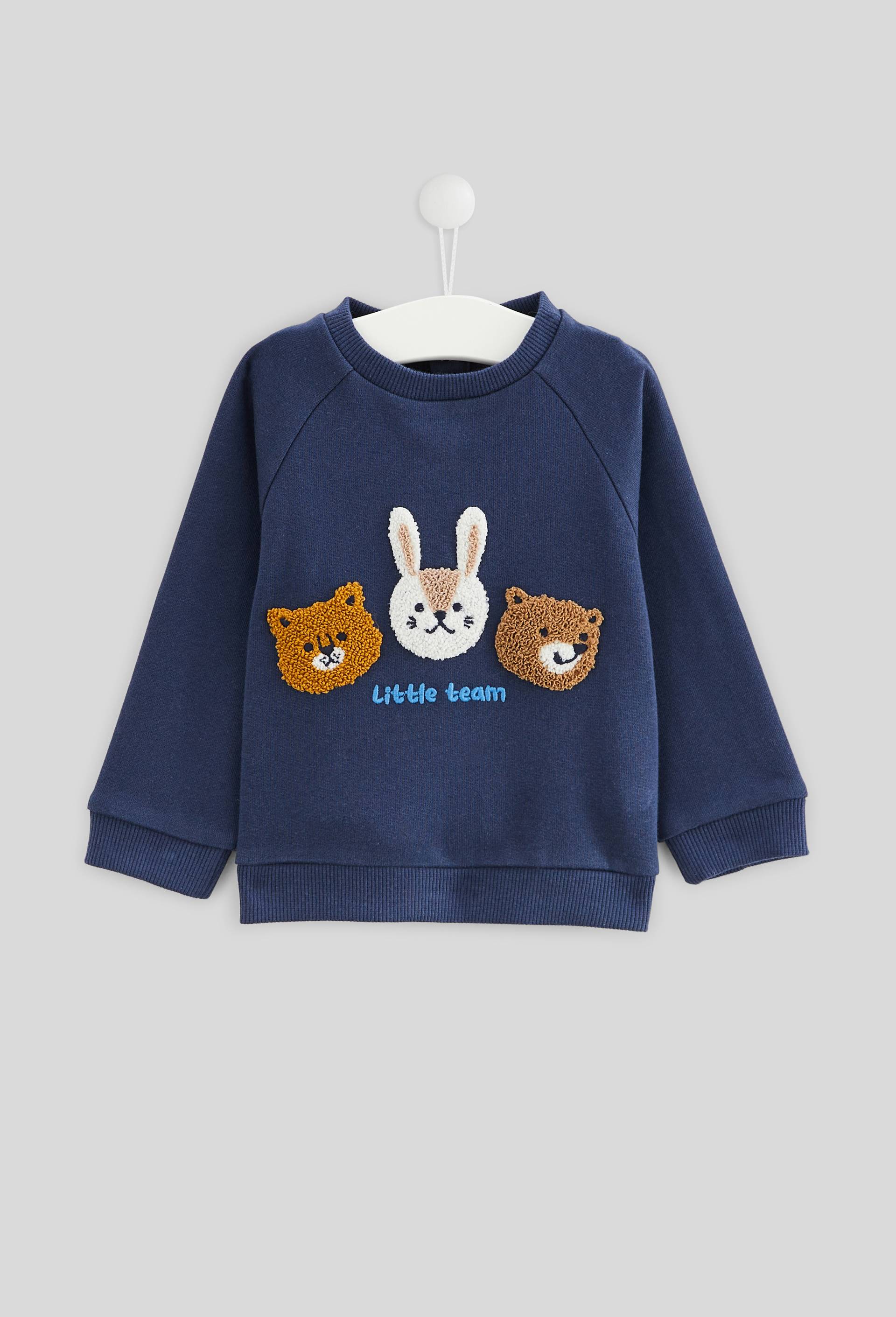 Sweat brodé en coton BIO GOTS, Bleu foncé, large image number 0