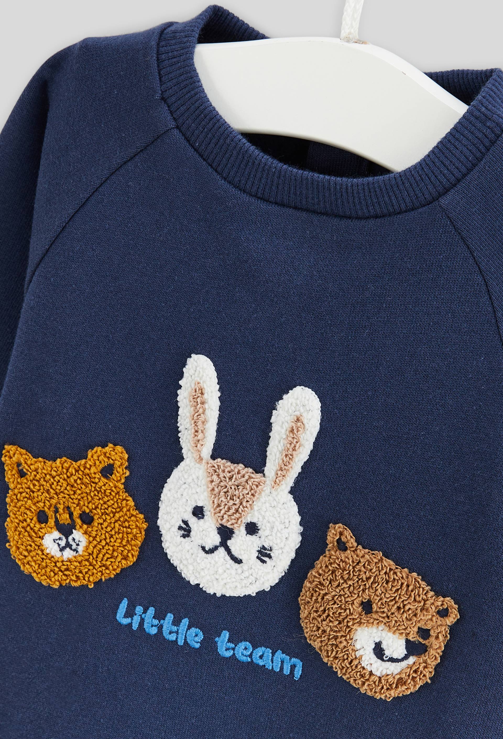 Sweat brodé en coton BIO GOTS, Bleu foncé, large image number 2