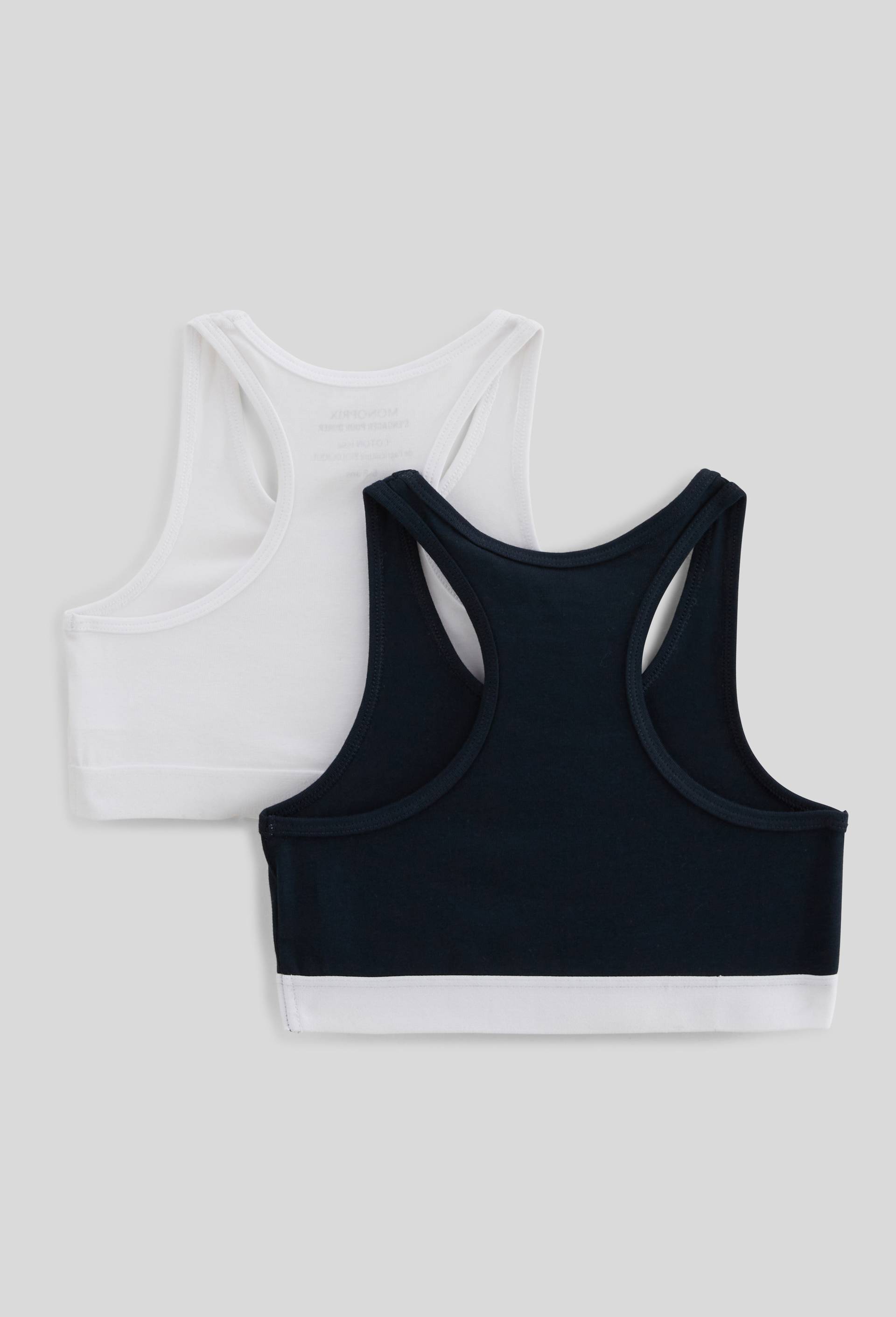 Lot de 2 brassi&egrave;res unies de sport en coton BIO GOTS, Ecru, large image number 1