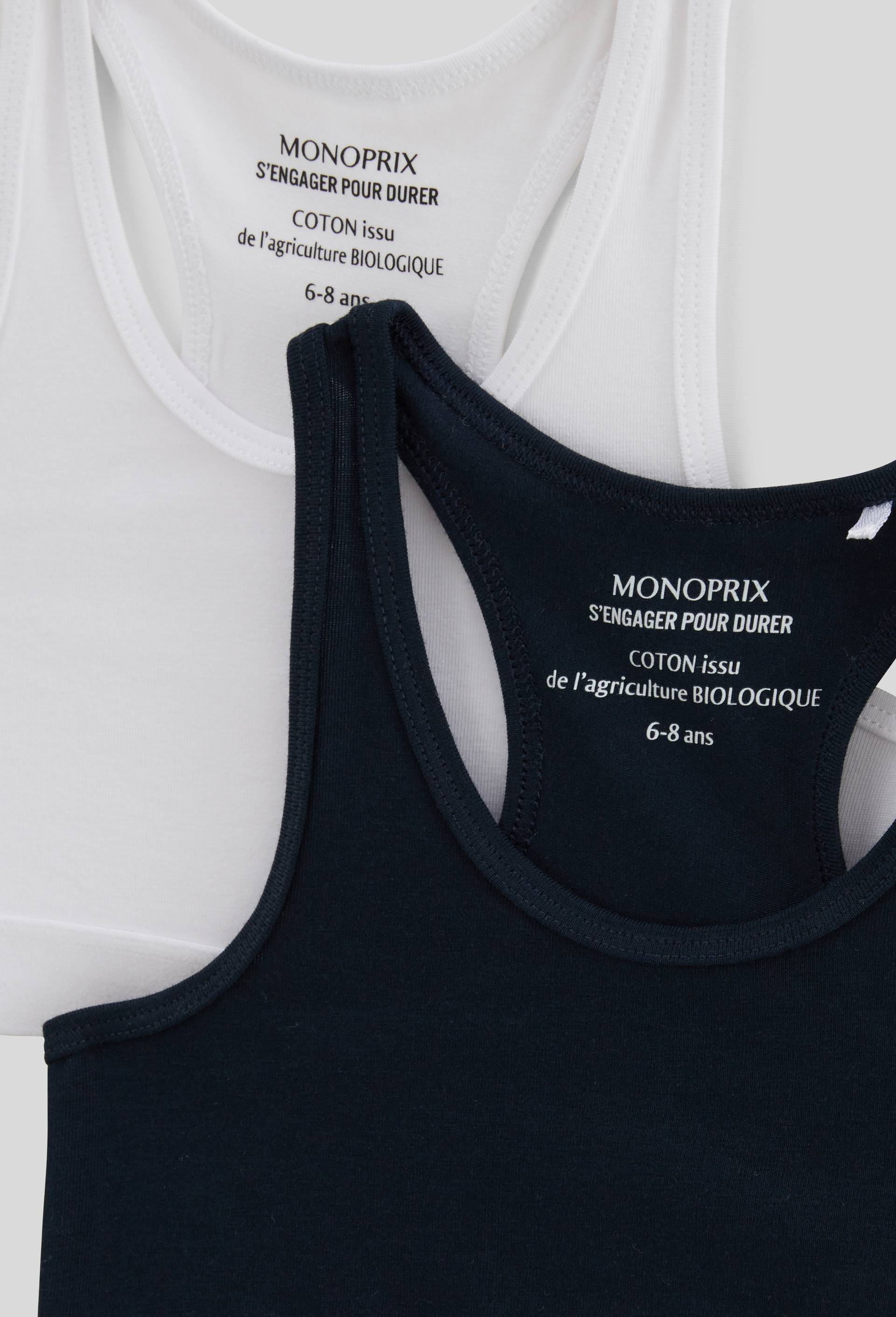 Lot de 2 brassi&egrave;res unies de sport en coton BIO GOTS, Ecru, large image number 2