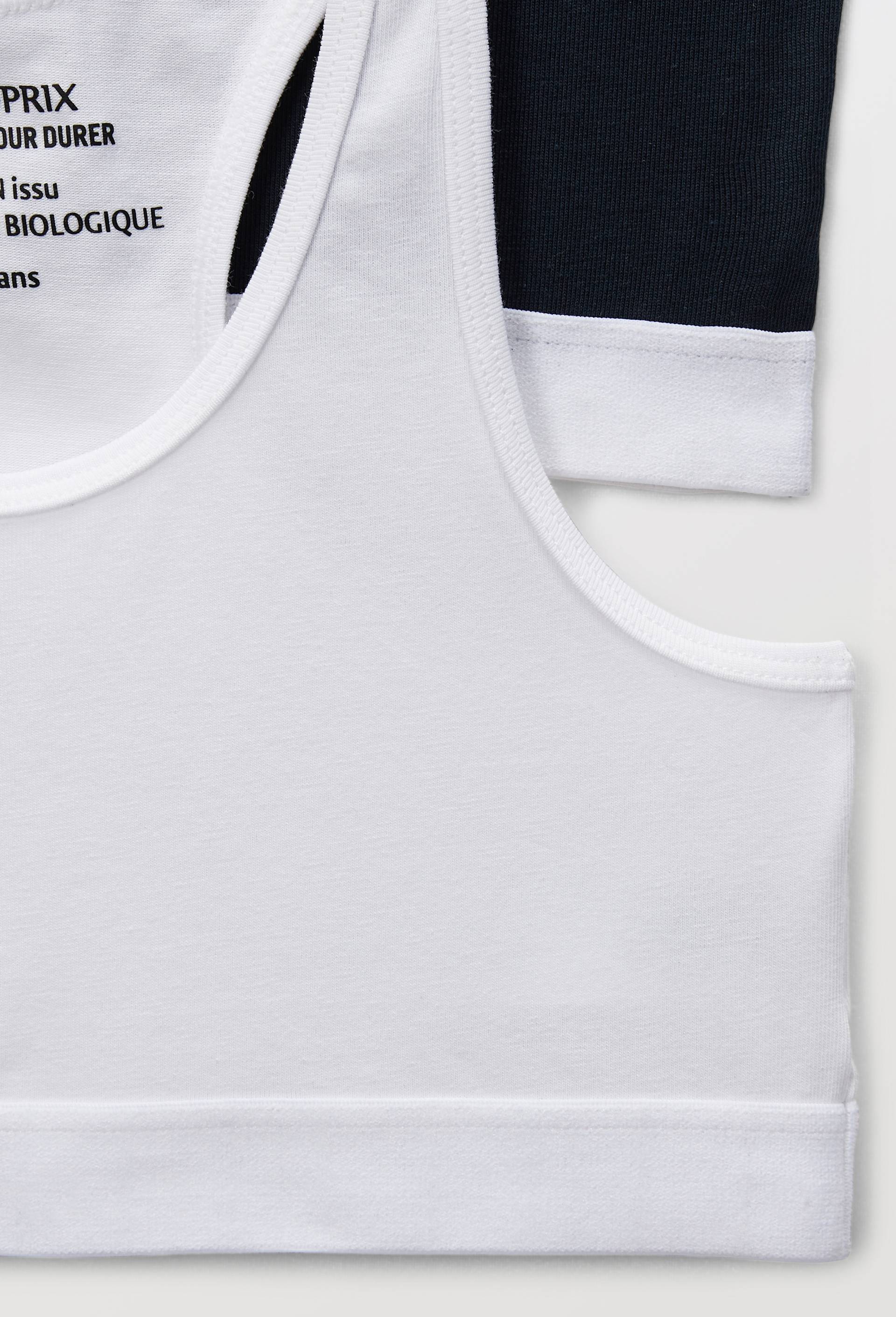 Lot de 2 brassi&egrave;res unies de sport en coton BIO GOTS, Ecru, large image number 2.0