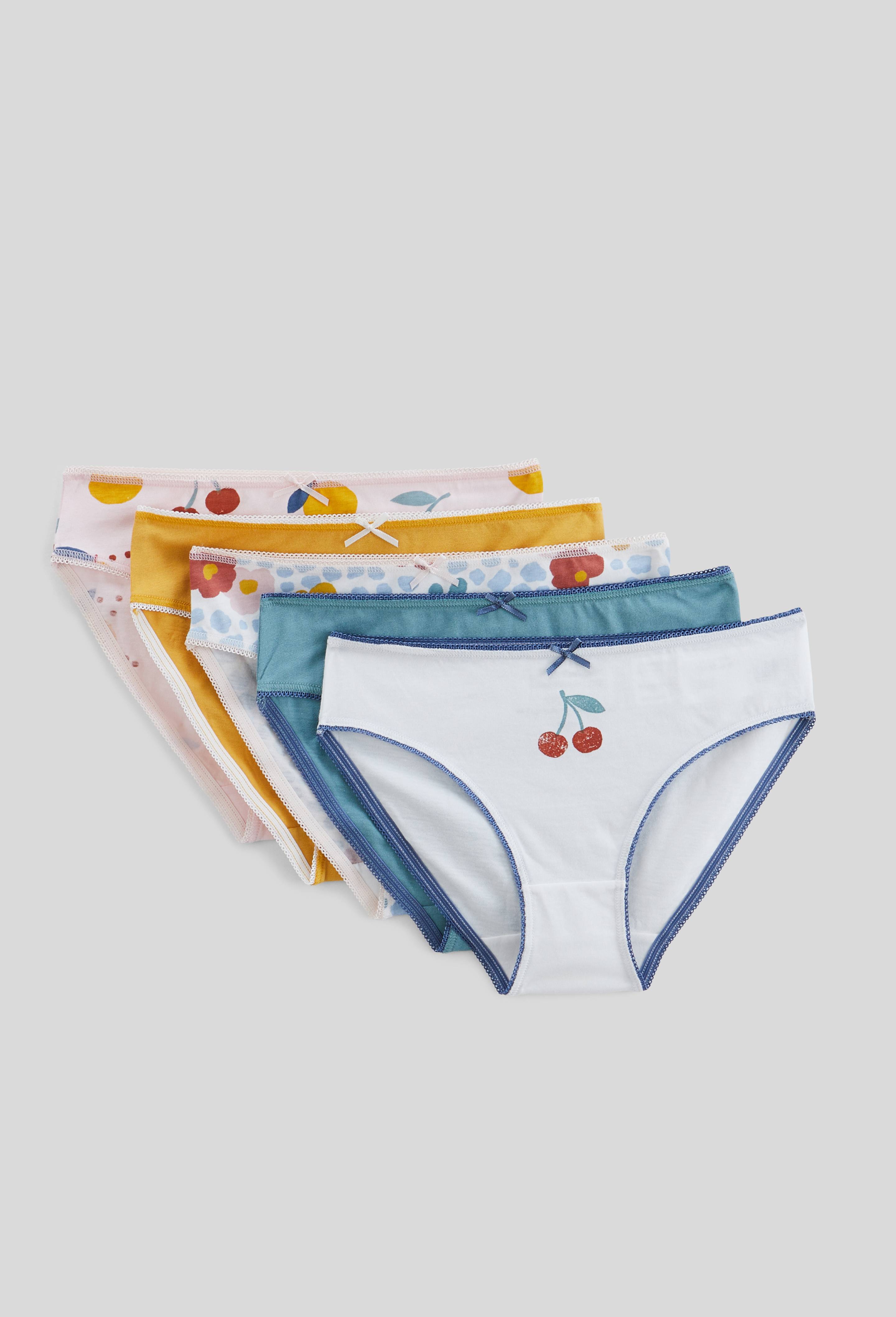 Lot de 5 culottes imprim&eacute;es en coton BIO GOTS, Ecru, large image number 0