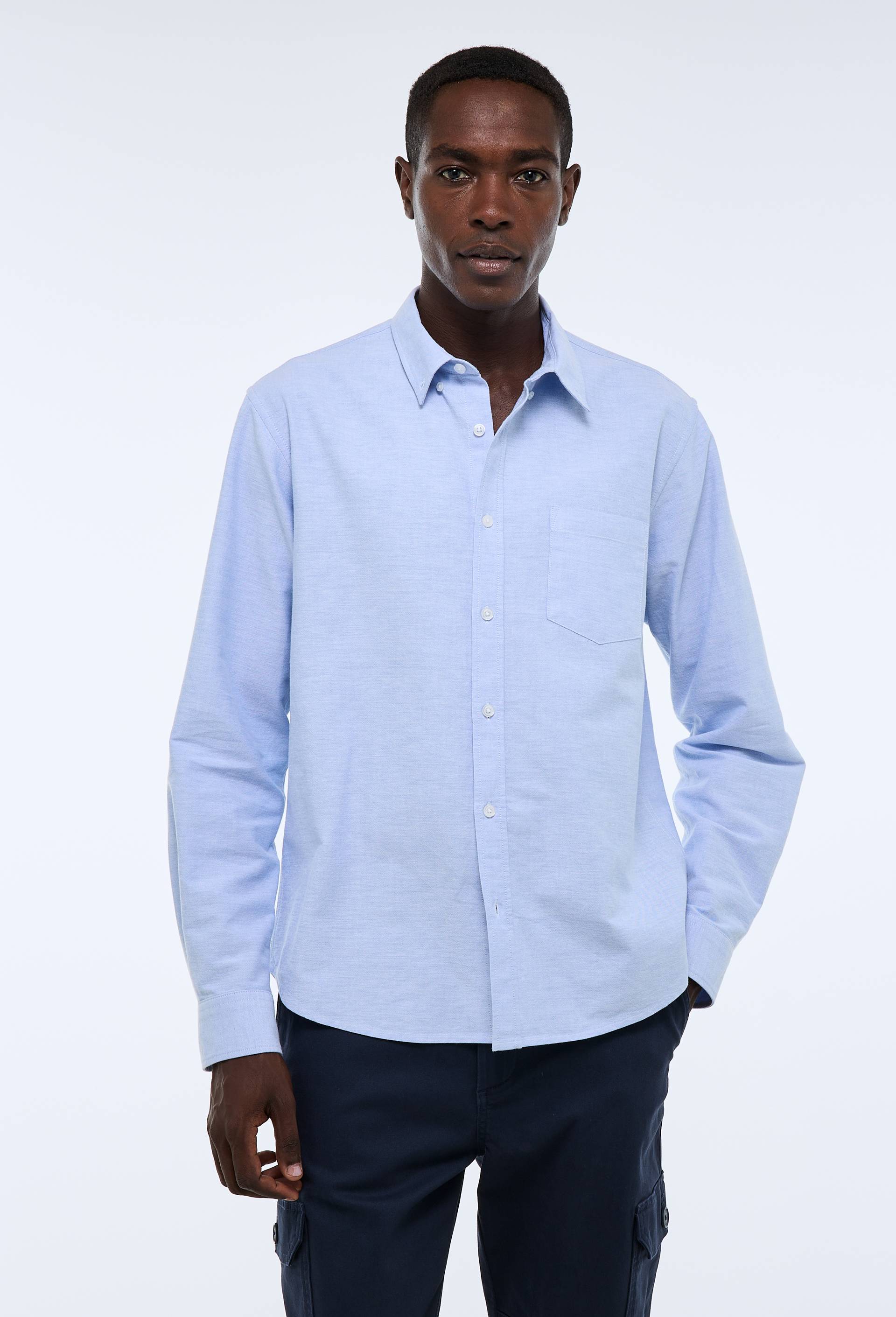 Chemise oxford en coton BIO GOTS, Bleu clair, swatch image