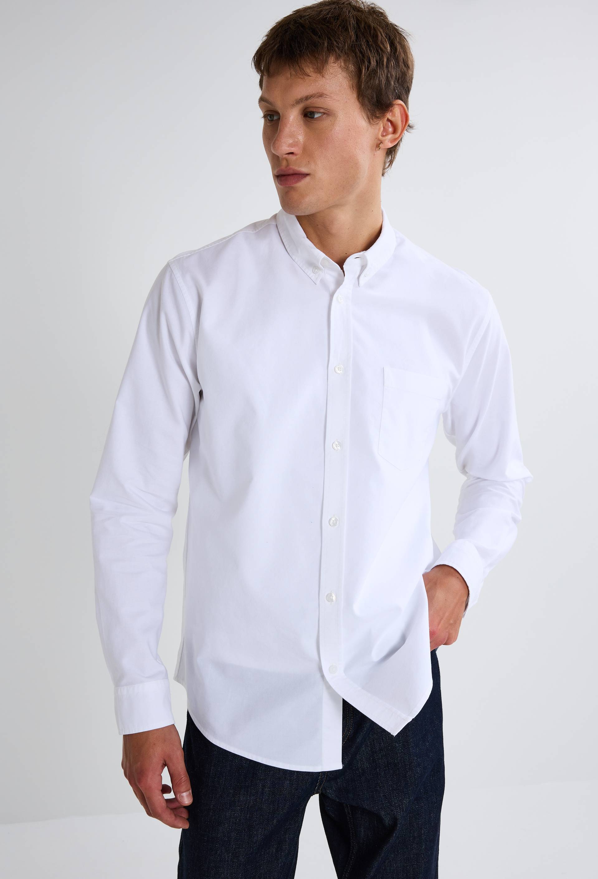 Chemise oxford en coton BIO GOTS, Blanc, large image number 0