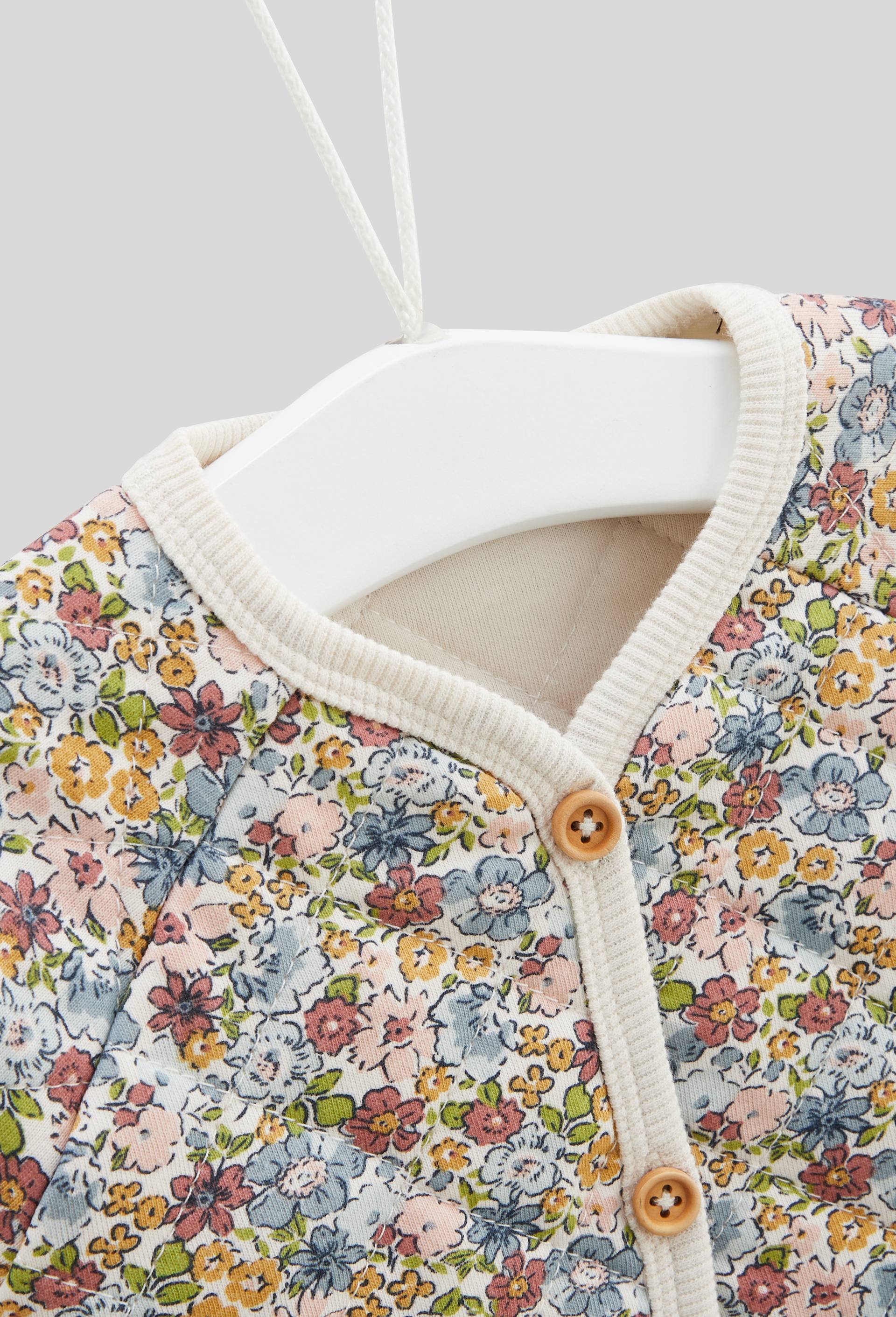Cardigan matelassé imprimé en coton BIO GOTS, Ecru, large image number 2