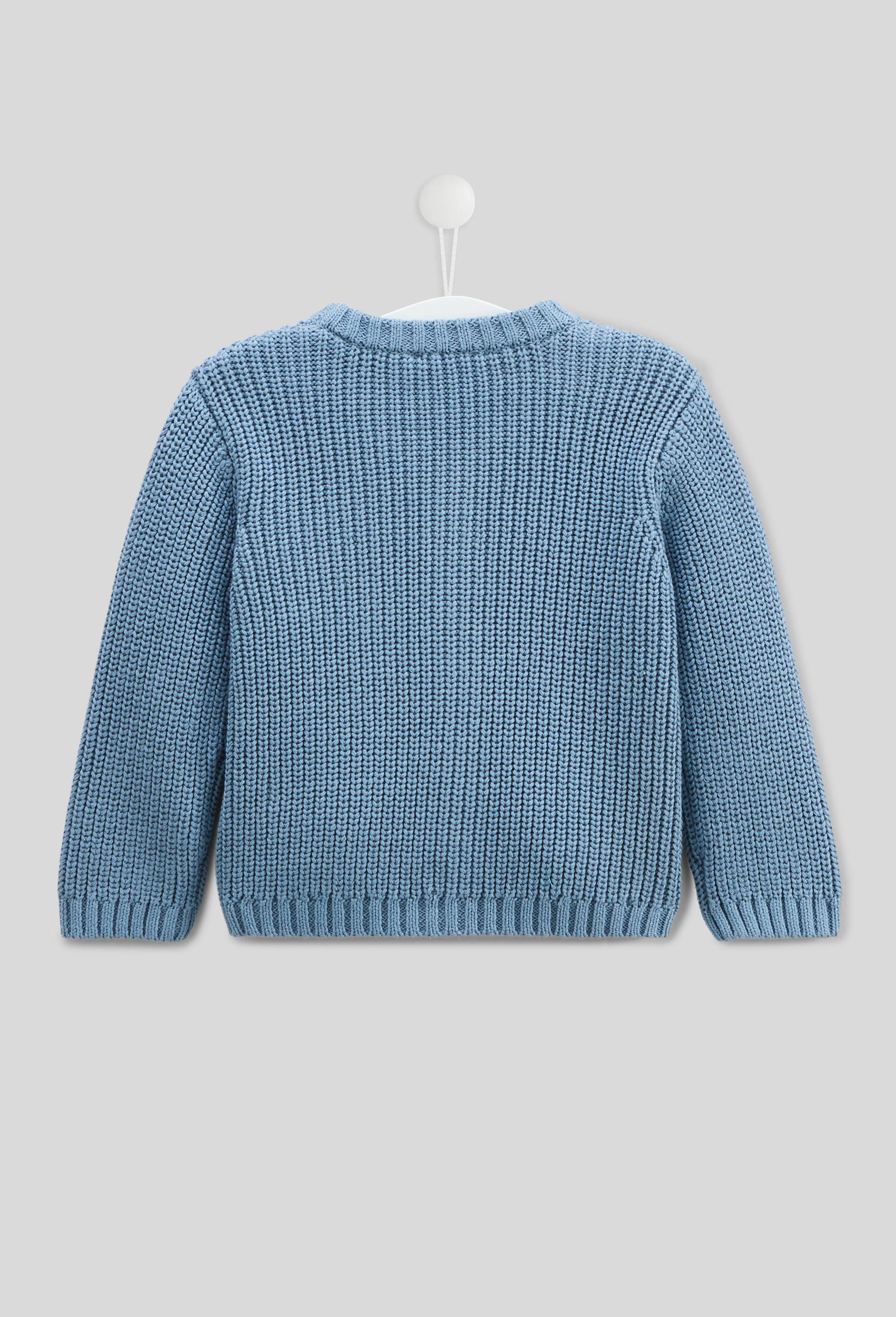 Cardigan tricot avec patch en coton, BLEU, large image number 1