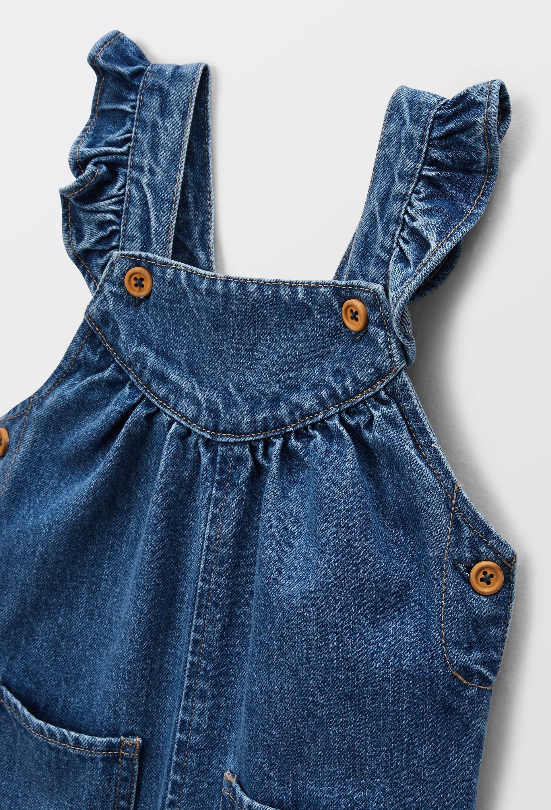 Salopette longue unie en jean, Bleu, large image number 2.0