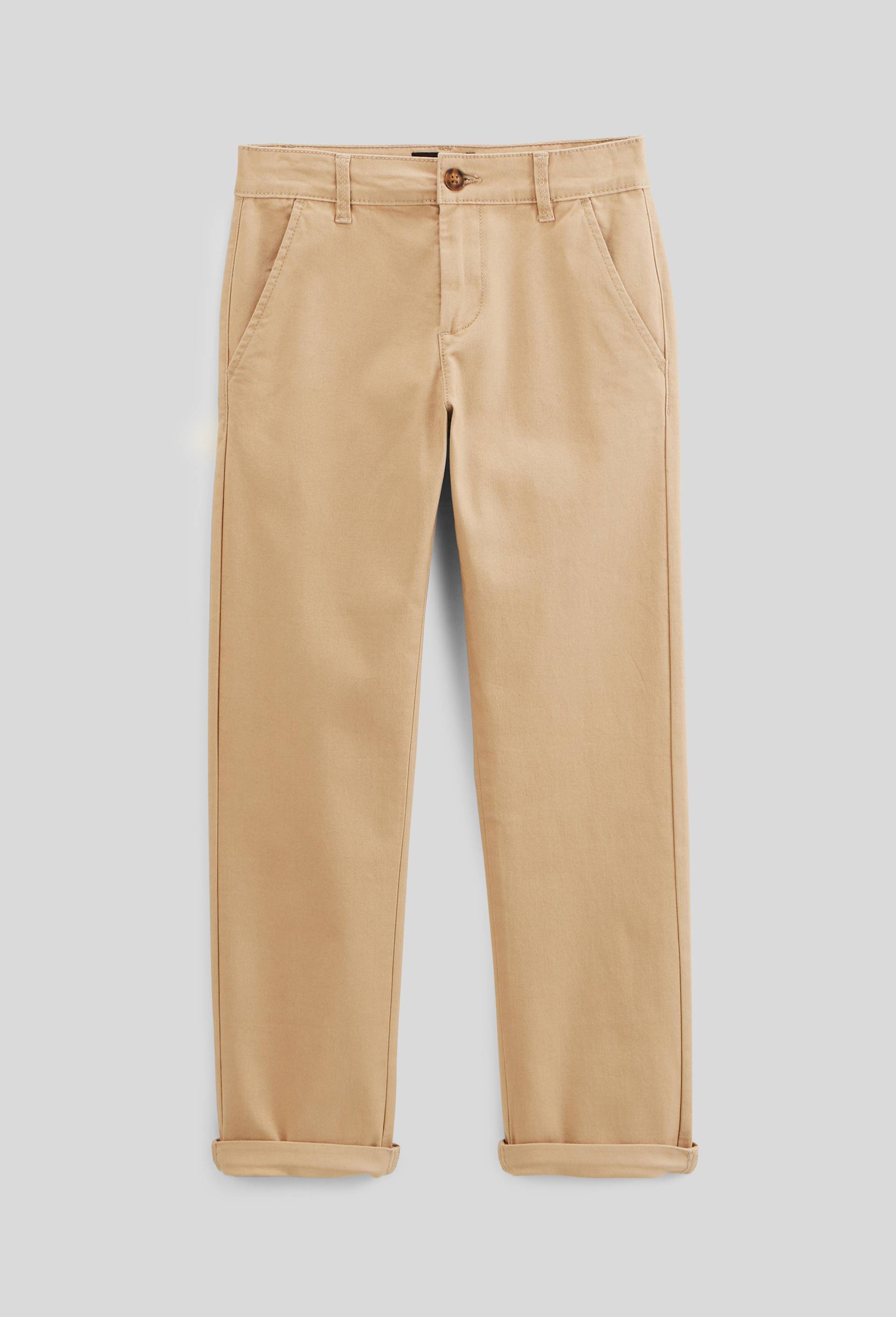 Pantalon chino uni en coton, Beige, large image number 1.0