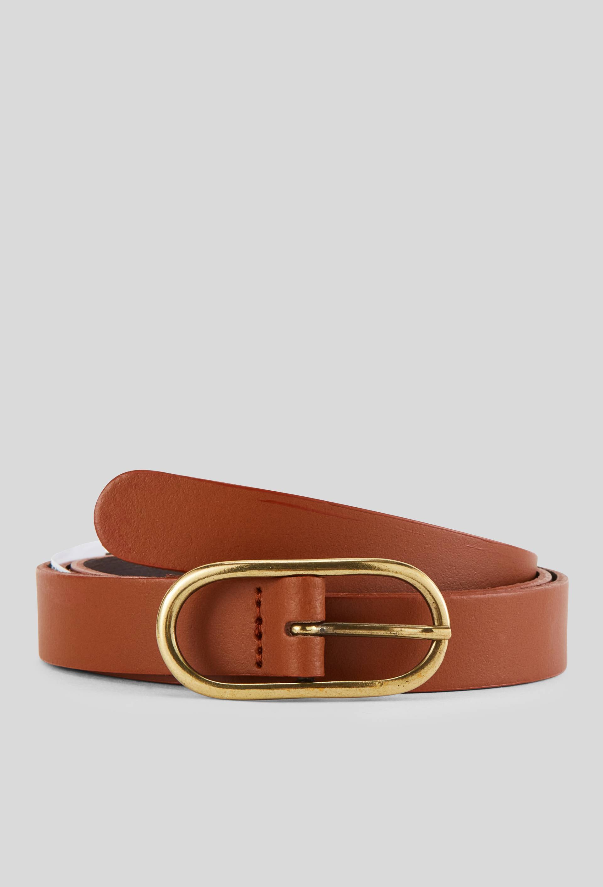 Ceinture 2 cm en cuir, Beige, swatch image
