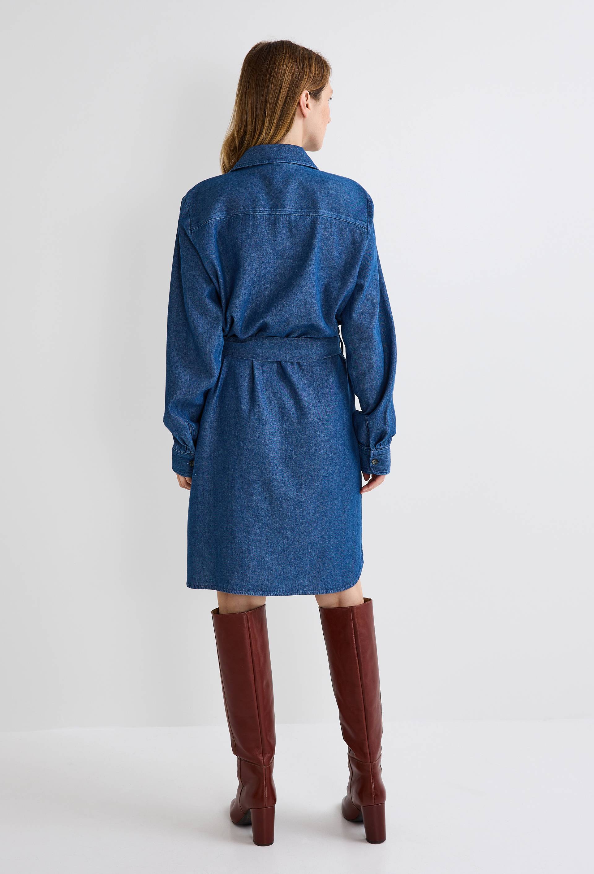 Robe courte denim en coton BIO GOTS, Bleu foncé, large image number 1.0