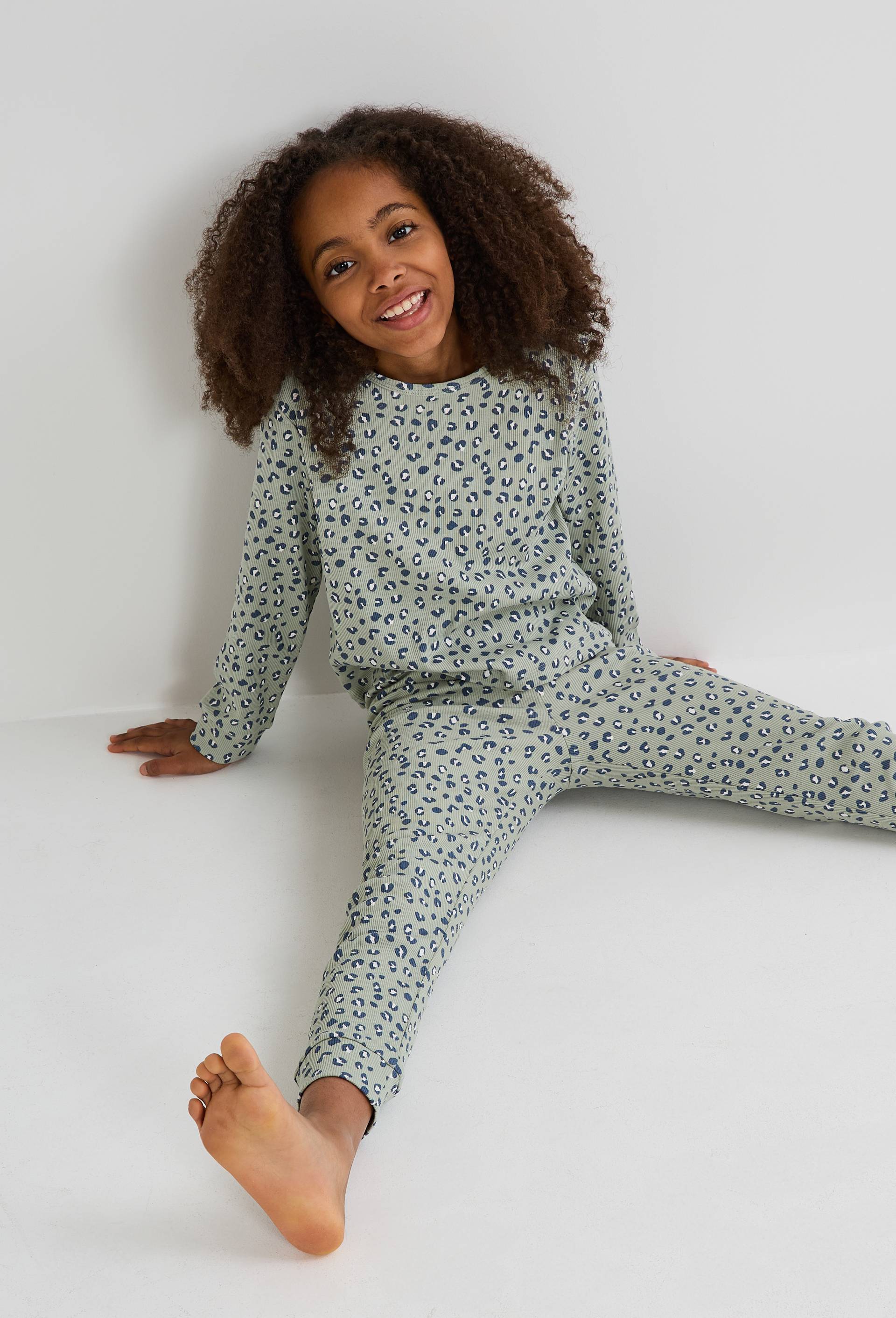 Pyjama manches longues imprimé en jersey coton BIO GOTS, Vert clair, large image number 0