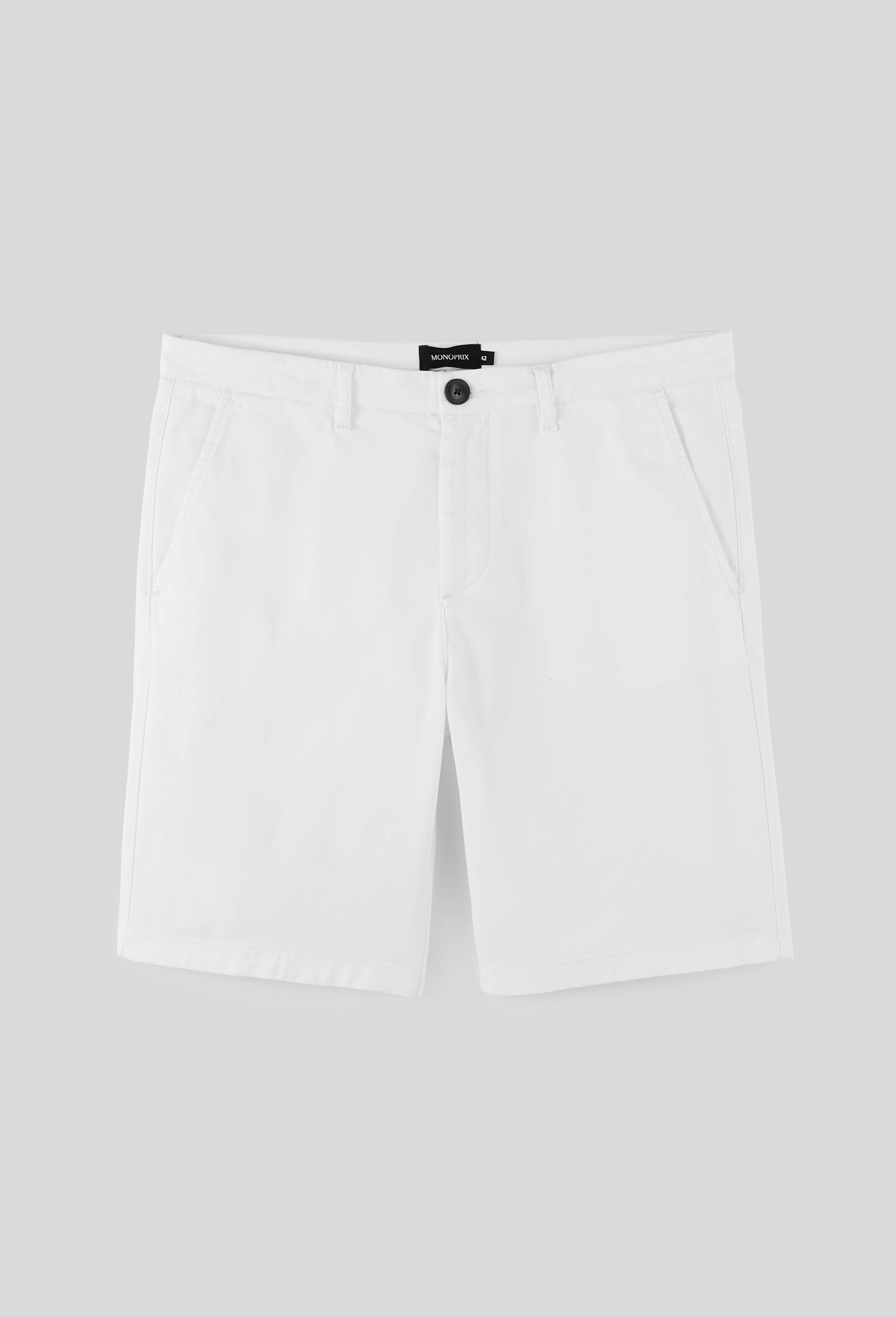 Bermuda straight en coton GOTS, Blanc, large image number 2