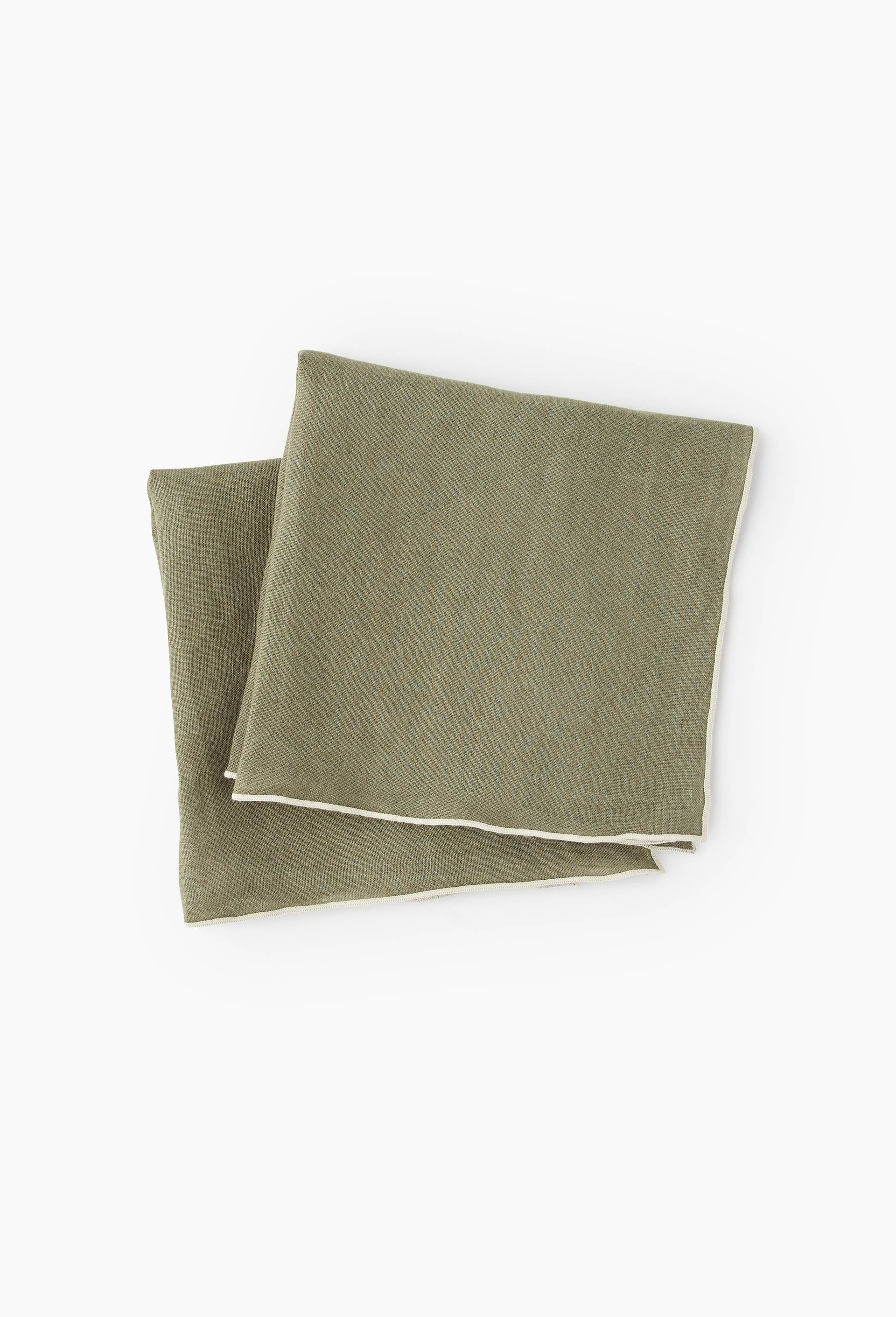 2 serviettes de table en lin , 40x40, Vert fonc&eacute;, large image number 0