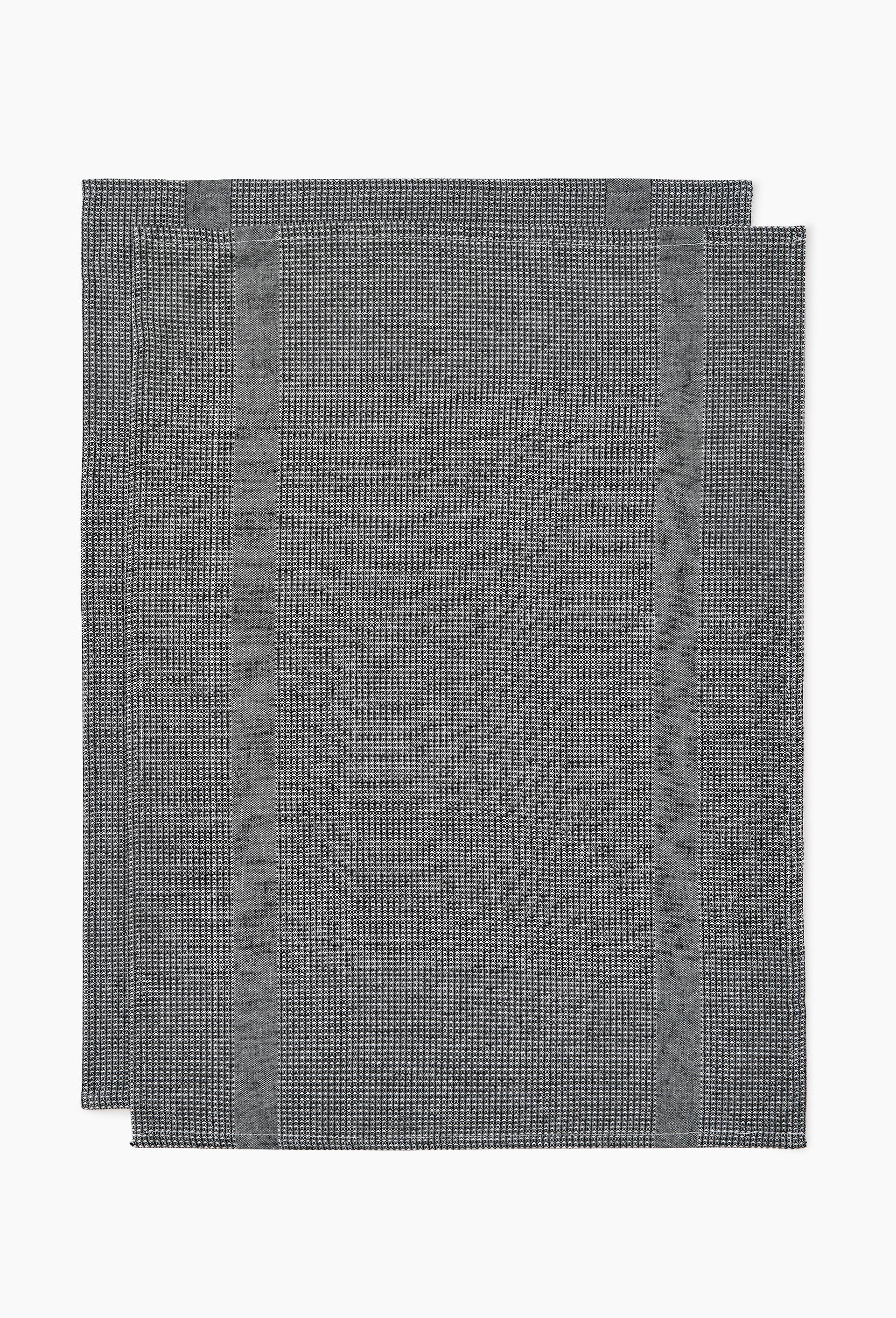 Lot de 2 torchons nid d'abeille, 50x70cm, coton, Noir, large image number 0