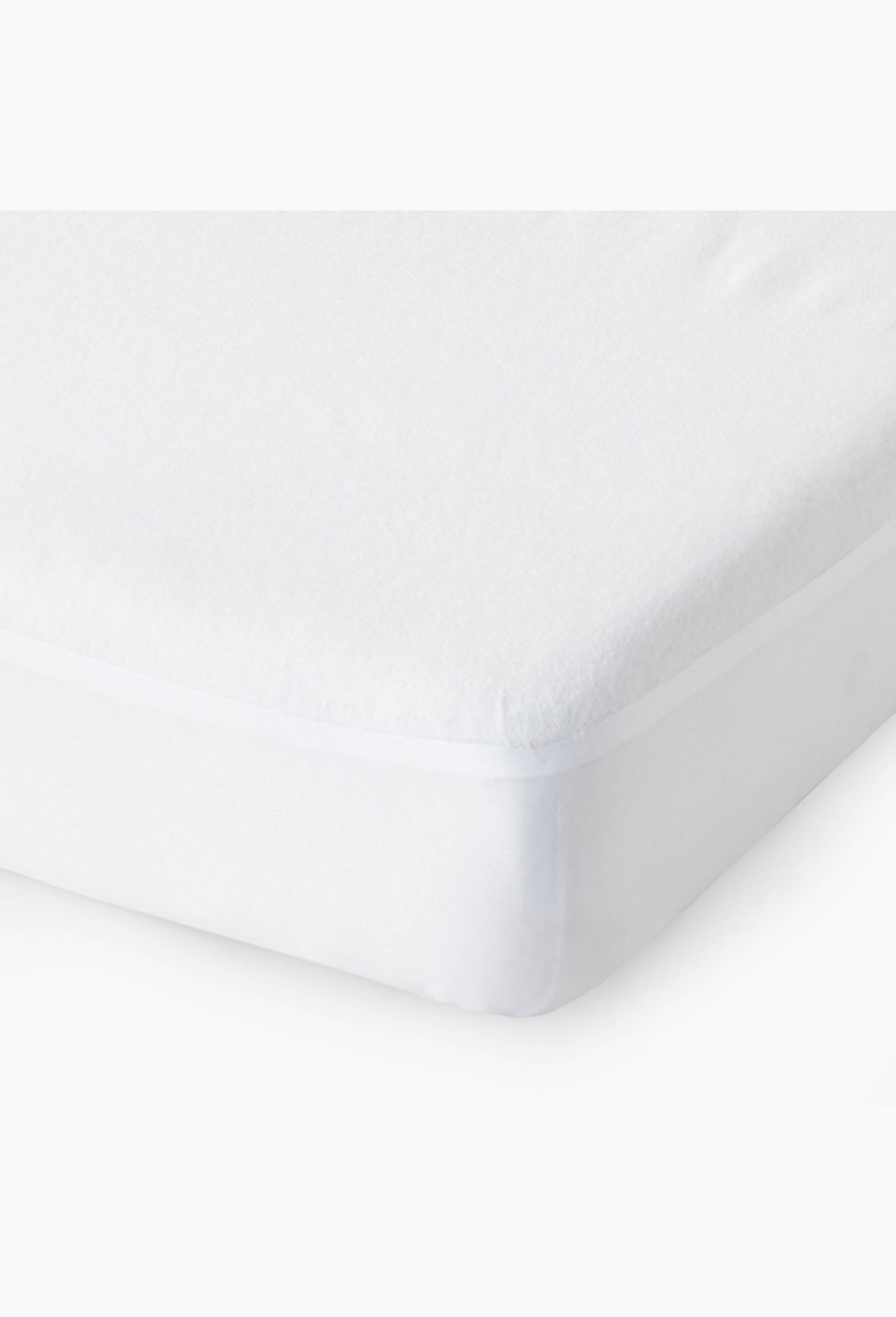 Housse prot&eacute;ge matelas imperm&eacute;able, 90x190, molleton coton gratt&eacute;, hauteur bonnet &eacute;lastiqu&eacute; 27cm, certifi&eacute; OEKO-TEX, Blanc, large image number 0