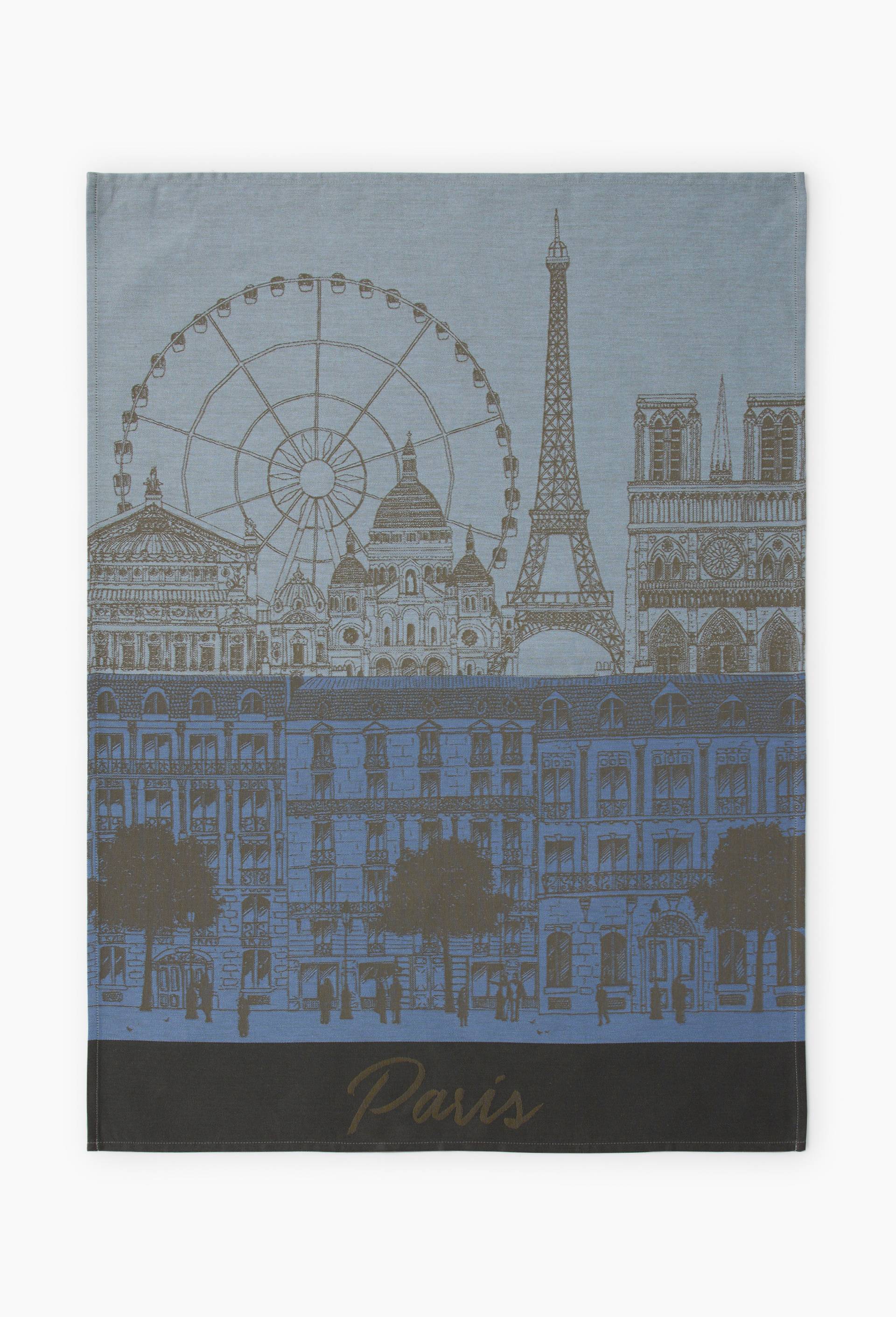 Torchon Paris ,60*80 cm, Bleu, large image number 0.0