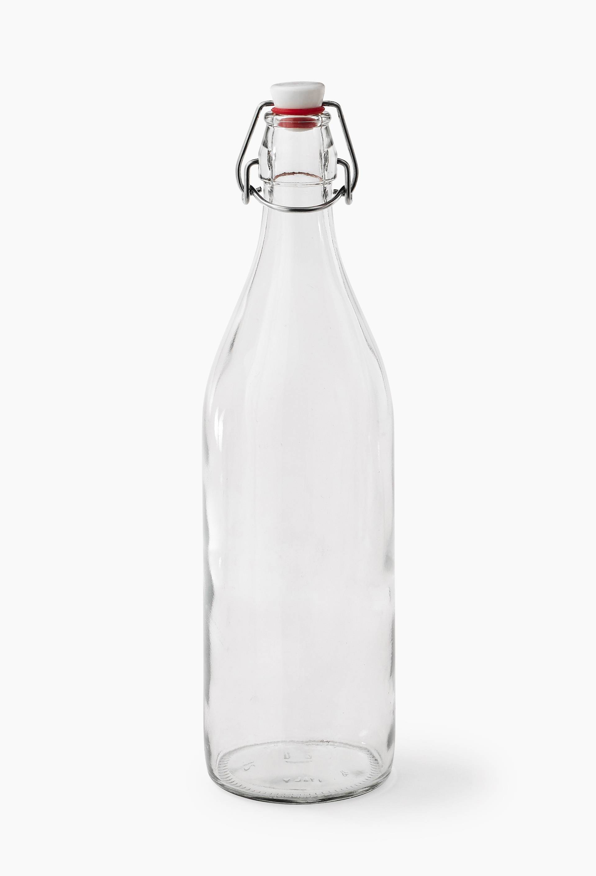 Bouteille avec bouchon &eacute;trier, 1L, Transparent, large image number 0