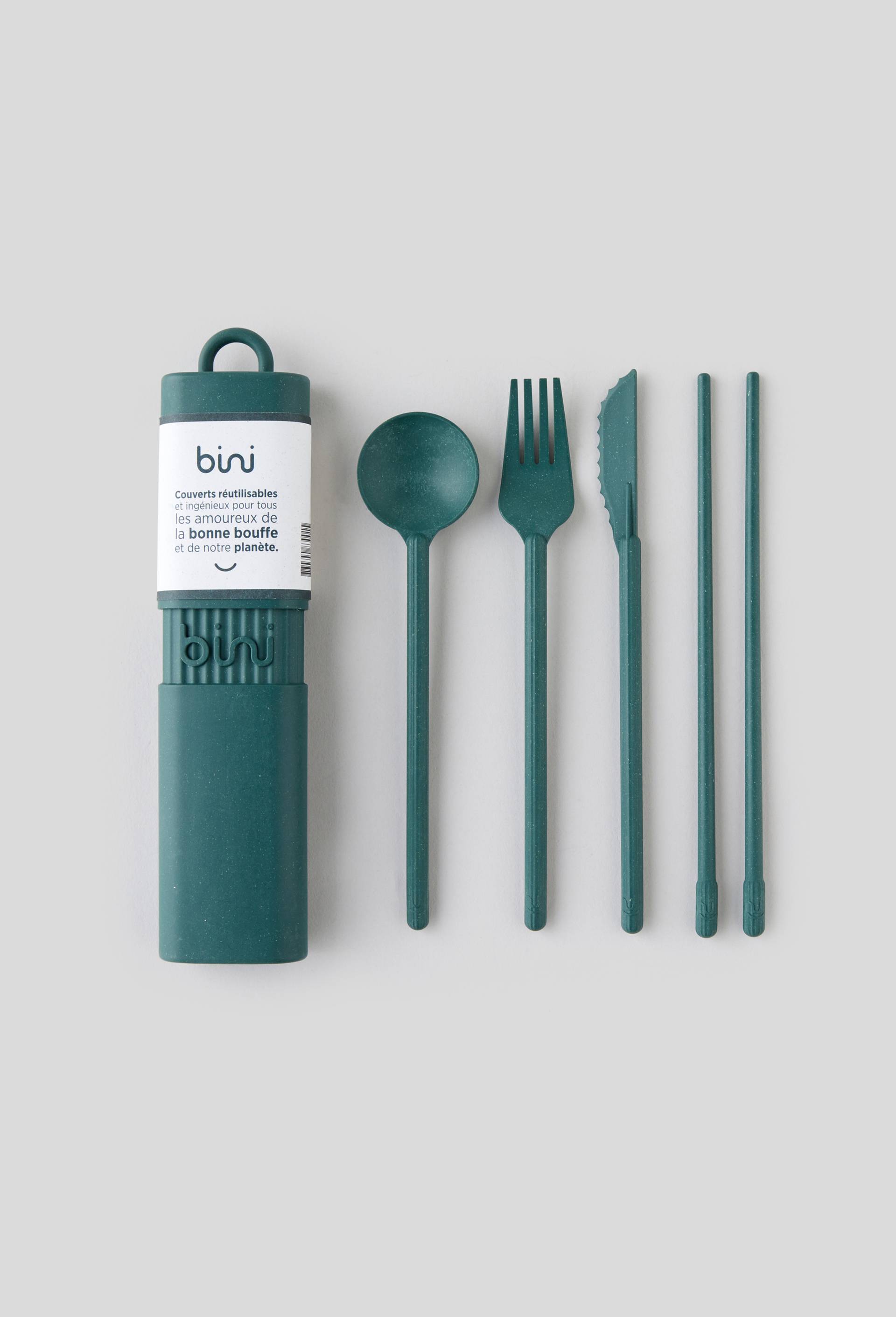 Kit de couverts nomade, Vert fonc&eacute;, large image number 0