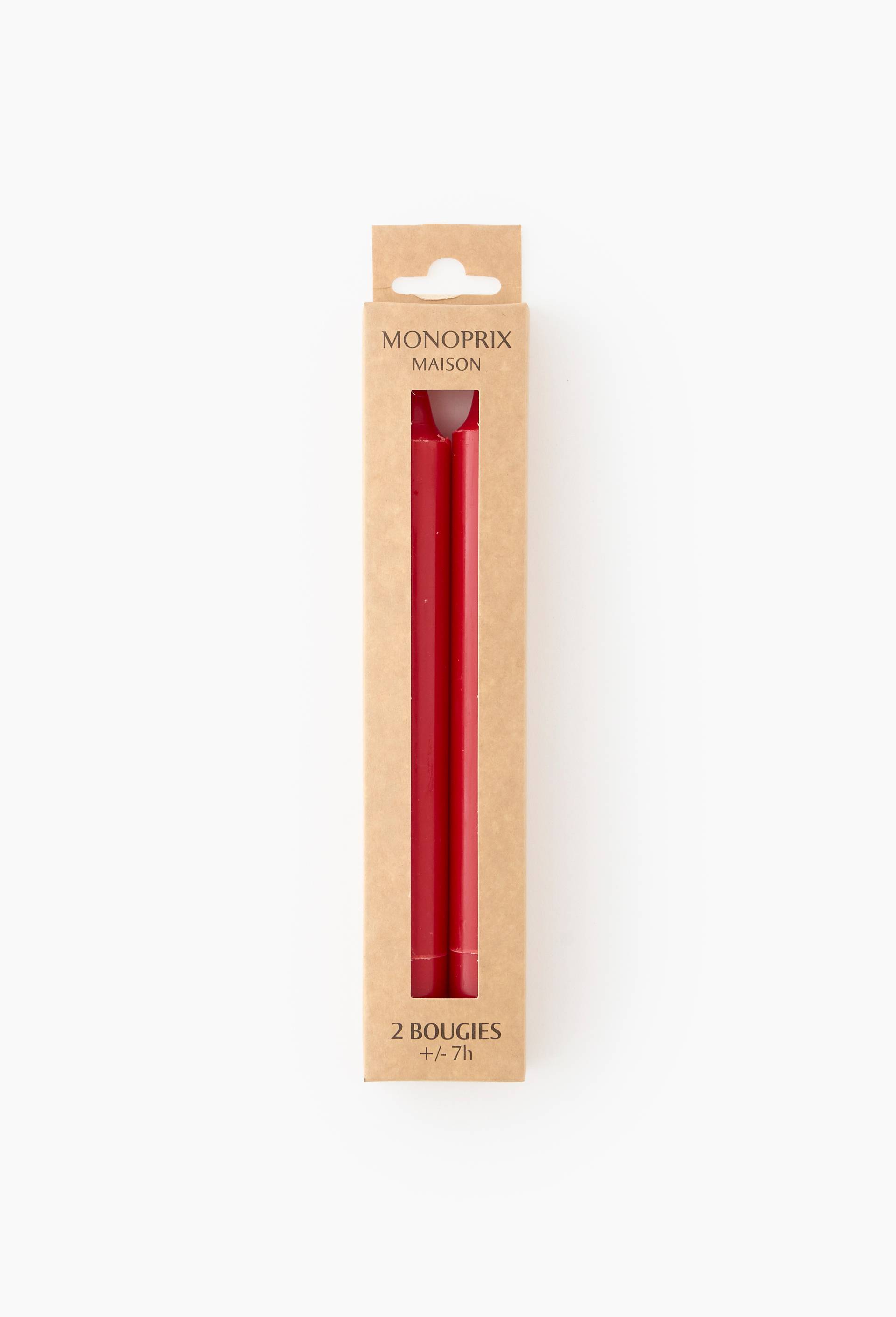 Lot de 2 bougies droites, 2,1x20cm, Rouge, large image number 0