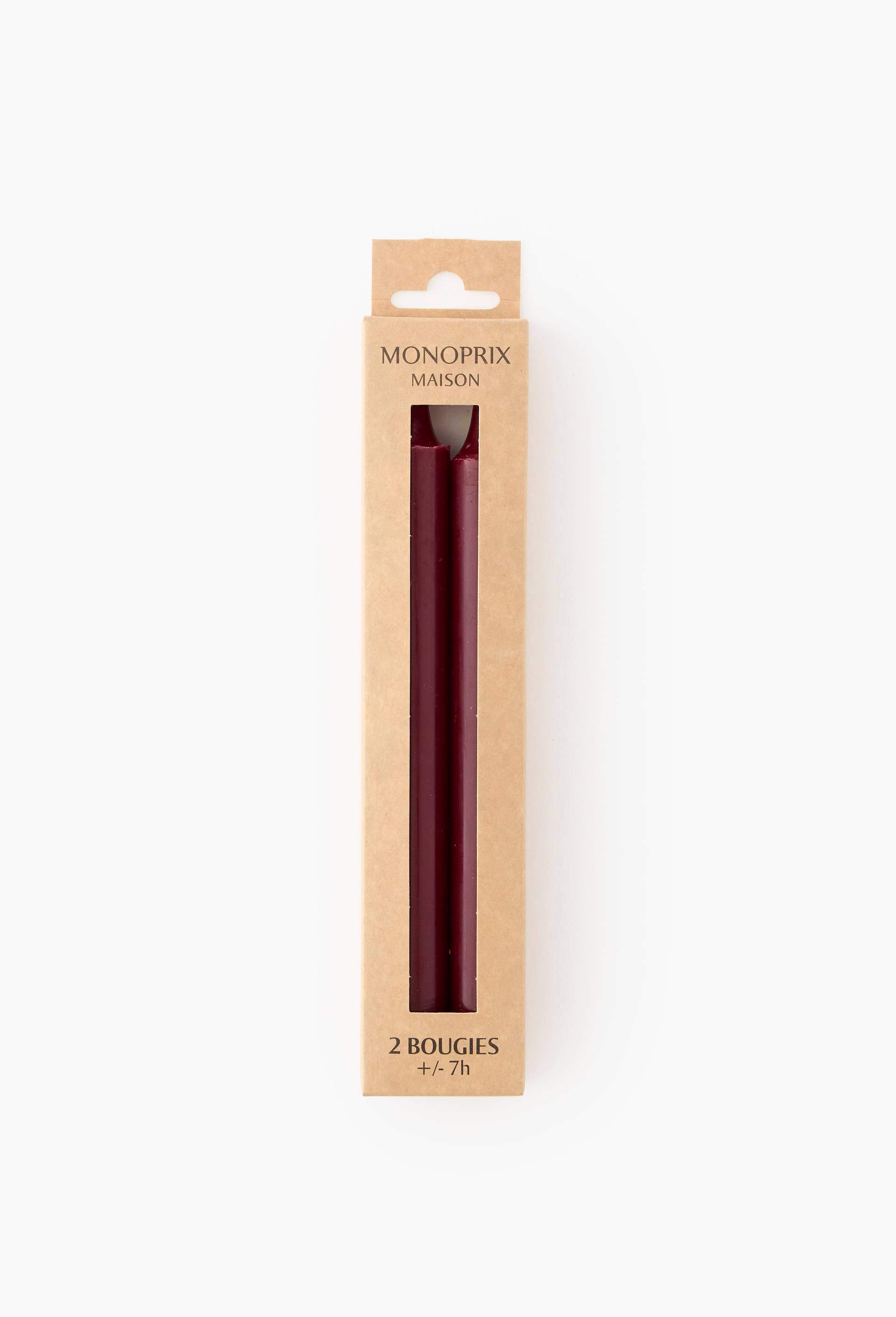 Lot de 2 bougies droites, 2,1x20cm, Rouge fonc&eacute;, large image number 0