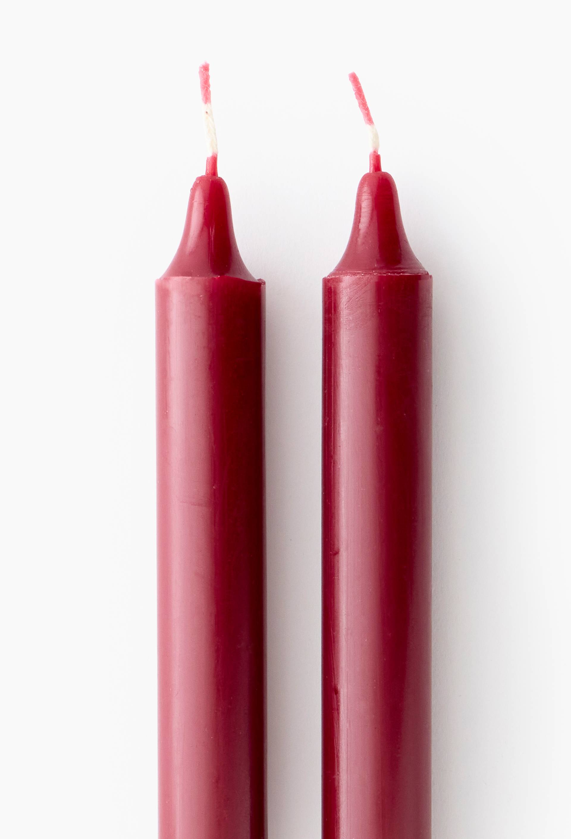 Lot de 2 bougies droites, 2,1x20cm, Rouge fonc&eacute;, large image number 1