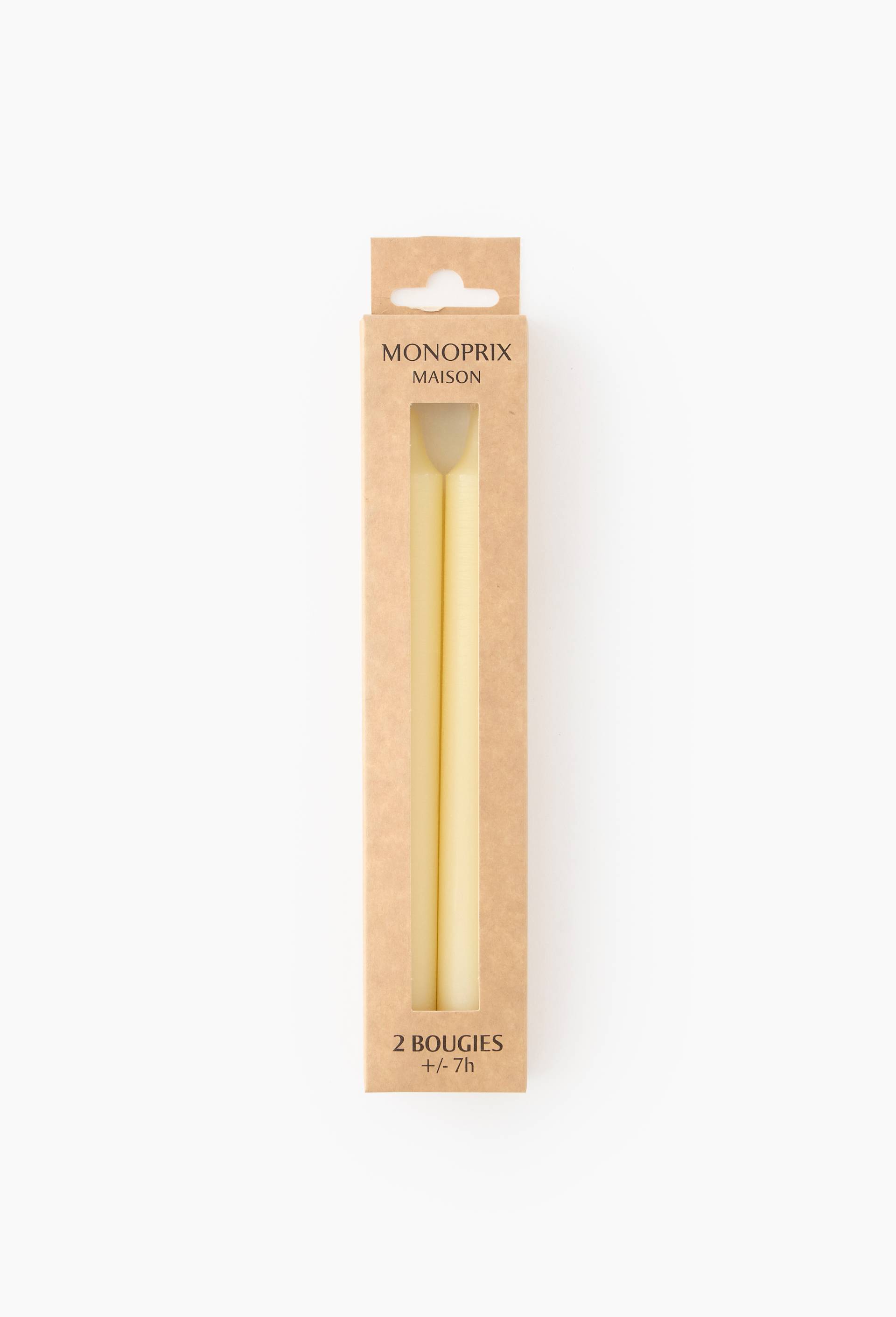 Lot de 2 bougies droites, 2,1x20cm, Ecru, large image number 0